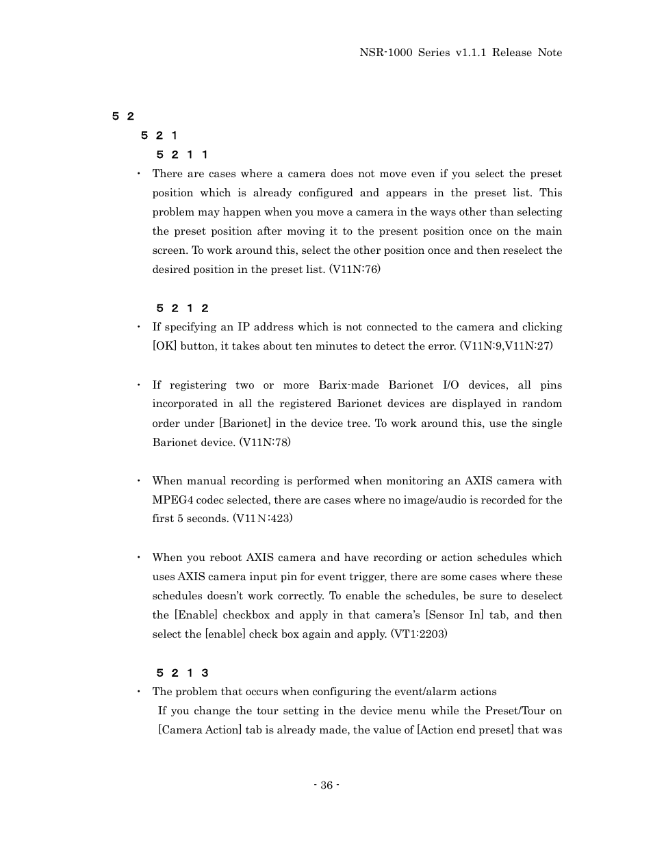 Histories of resolved limitations, Resolved limitations in v1.1.0, Main window – monitoring | Device configuration, Schedule configuration | Sony NSR-1100 User Manual | Page 40 / 46