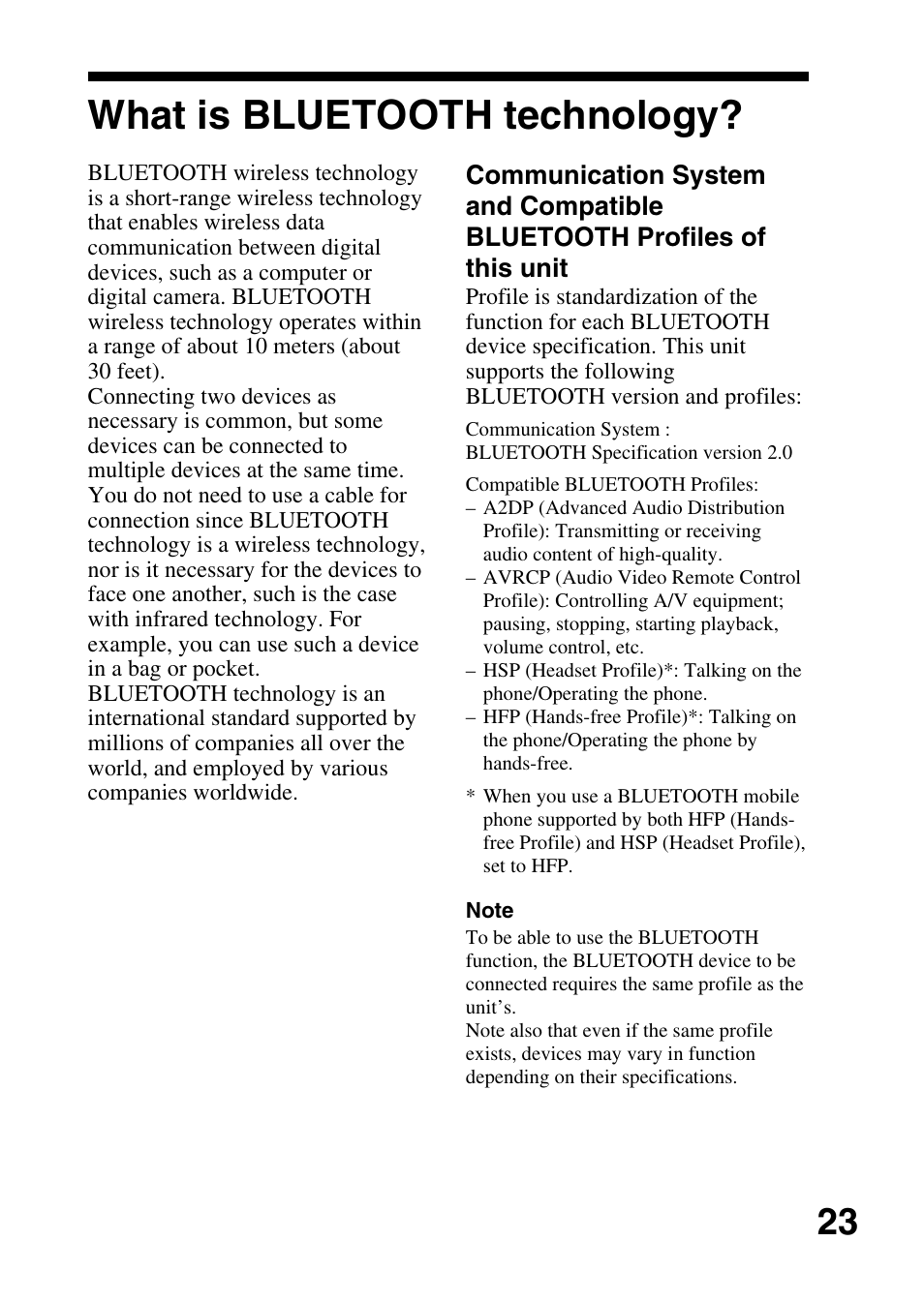 What is bluetooth technology, What is bluetooth, Technology | Sony DRBT20NX User Manual | Page 23 / 28
