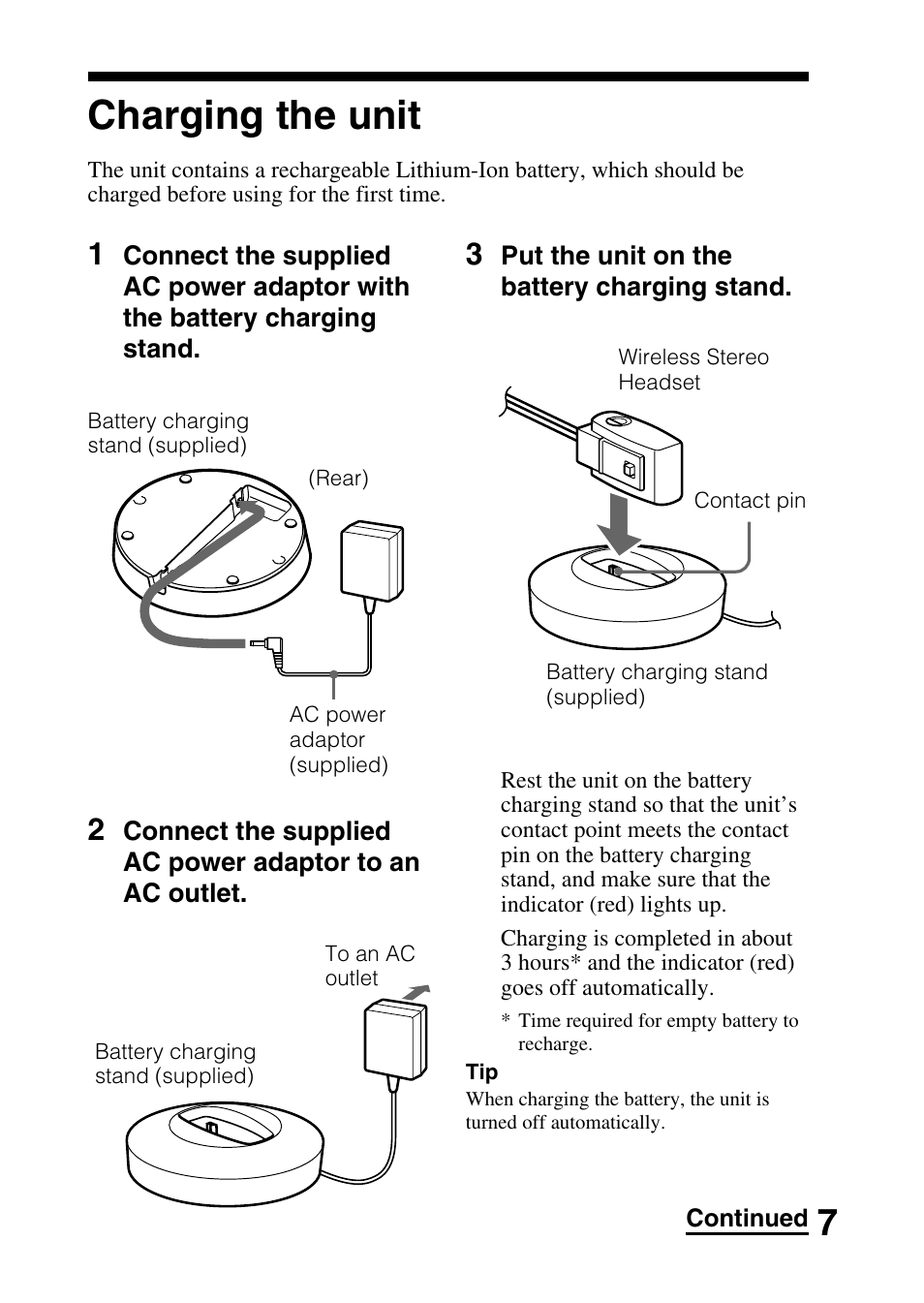 Charging the unit | Sony DRBT20NX User Manual | Page 7 / 28