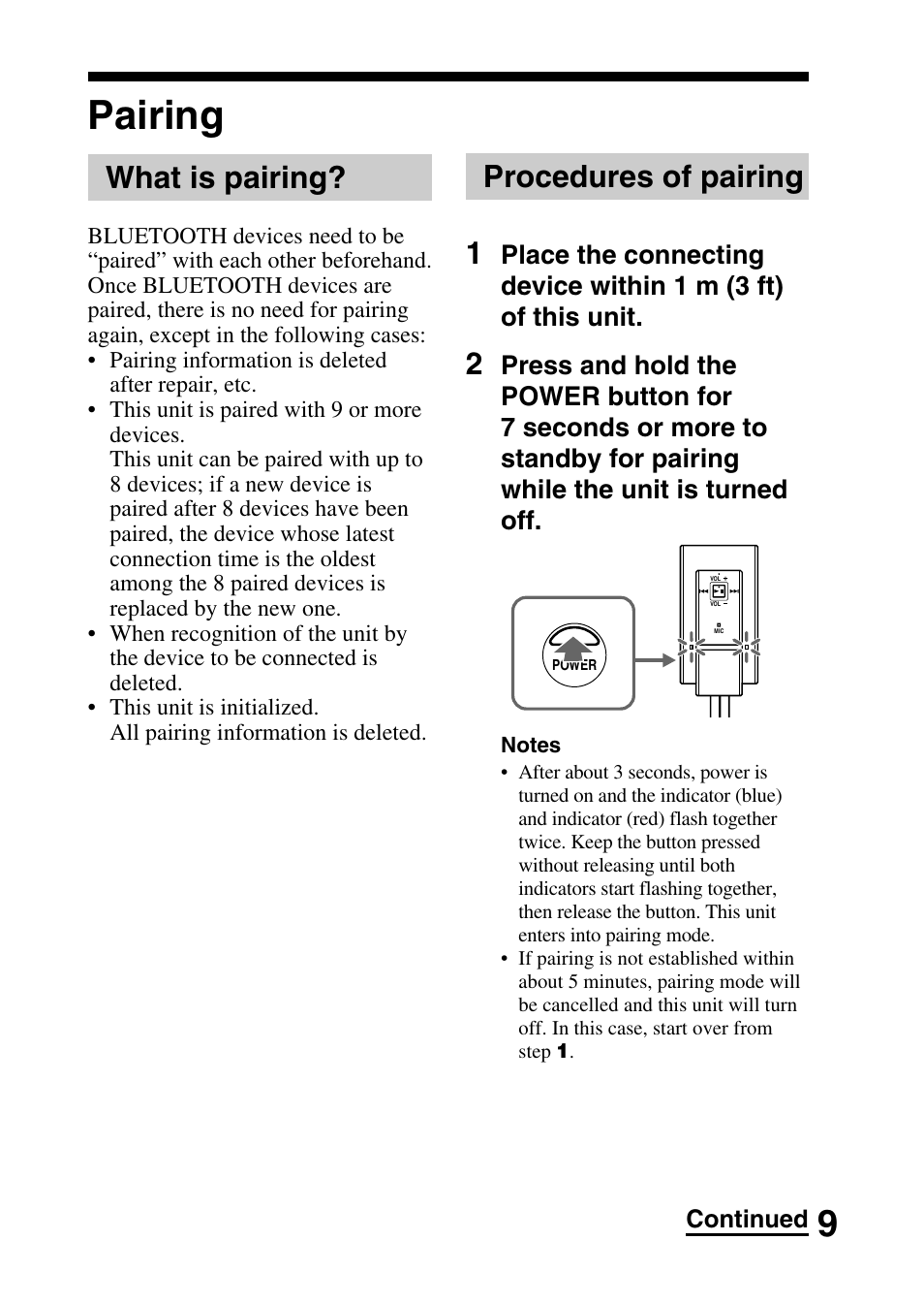 Pairing, What is pairing, Procedures of pairing | What is pairing? procedures of pairing, Procedures of pairing 1 | Sony DRBT20NX User Manual | Page 9 / 28