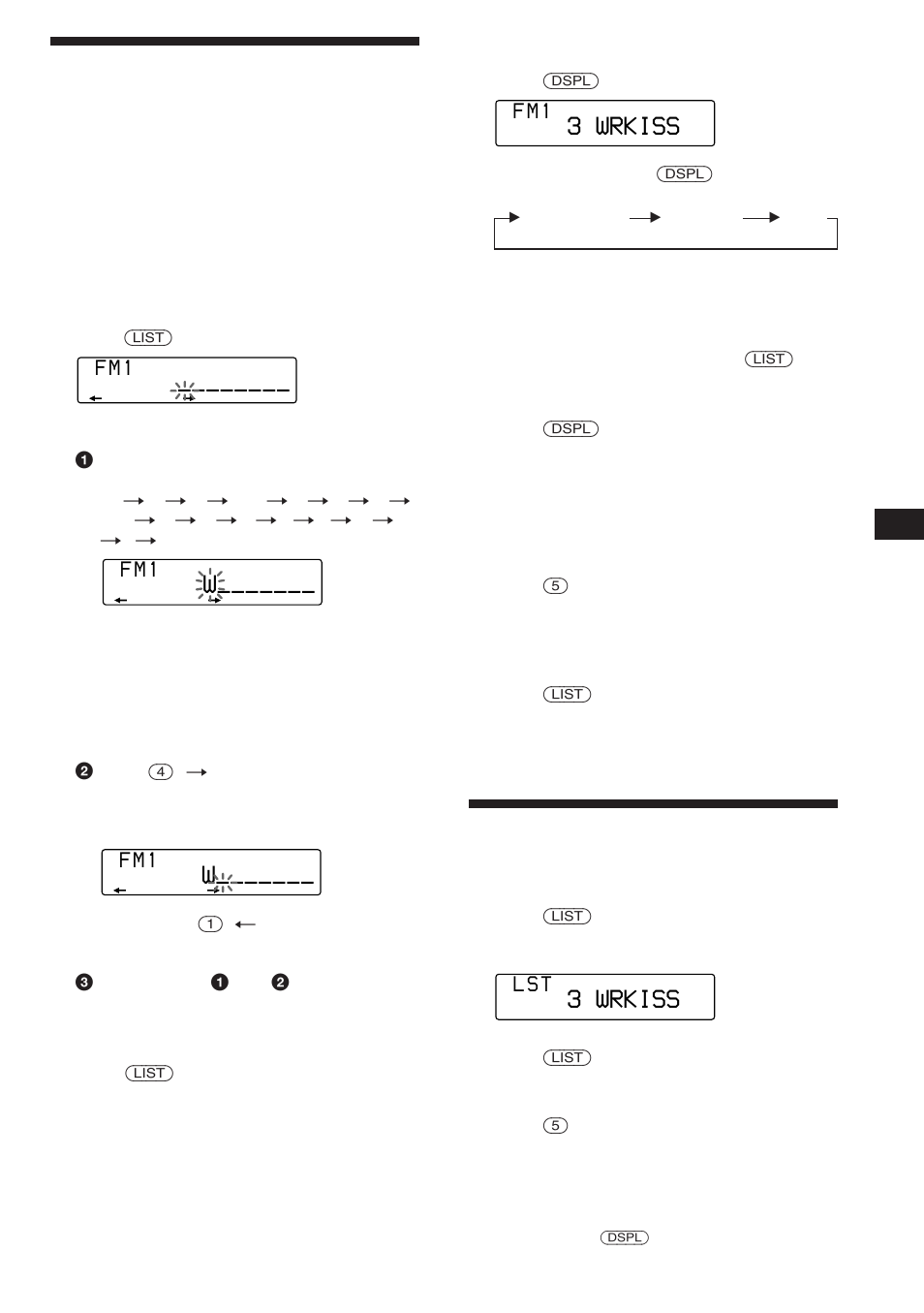 Storing the station names, Locating a station by name, 3 wrkiss | Sony CDX-C760 User Manual | Page 11 / 36