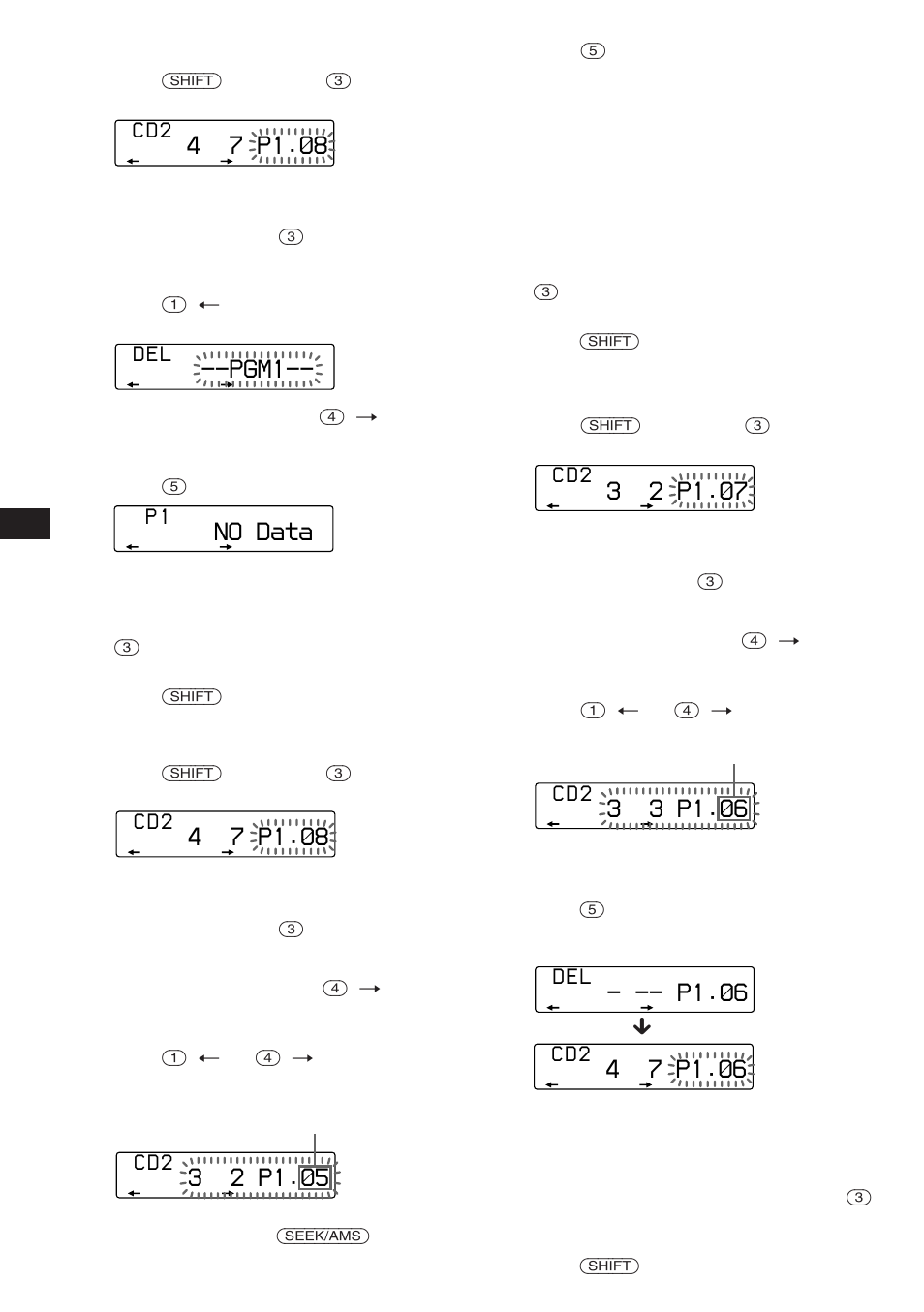 3 2 p1.‚7, 3 3 p1.‚6, P1.‚6 | 4 7 p1.‚6, No data, 4 7 p1.‚8, 3 2 p1.‚5, Pgm1, C d 2, D e l | Sony CDX-C760 User Manual | Page 18 / 36