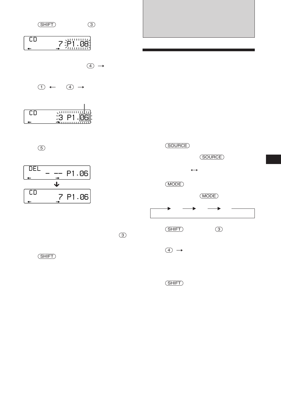 Radio, 7 p1.‚6, 7 p1.‚8 | 3 p1.‚6, P1.‚6, D e l | Sony CDX-C760 User Manual | Page 9 / 36