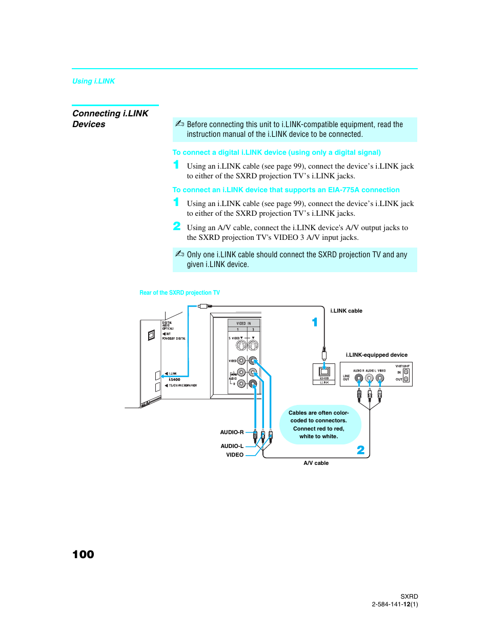 Connecting i.link devices | Sony Qualia 006 User Manual | Page 102 / 147