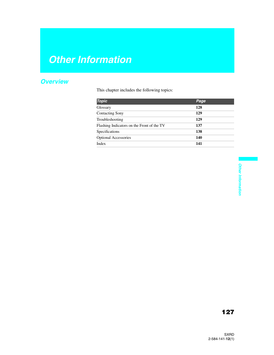 Other information, Overview | Sony Qualia 006 User Manual | Page 129 / 147