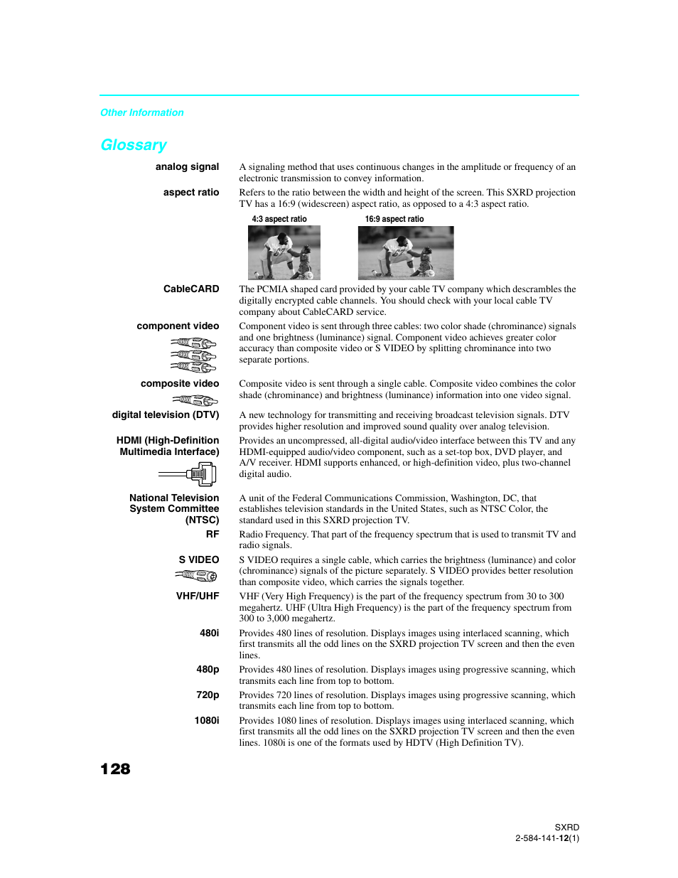 Glossary | Sony Qualia 006 User Manual | Page 130 / 147