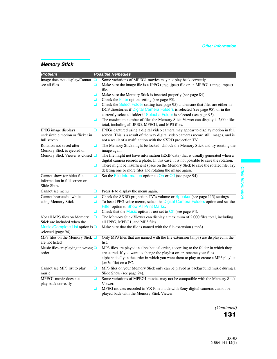 Memory stick | Sony Qualia 006 User Manual | Page 133 / 147