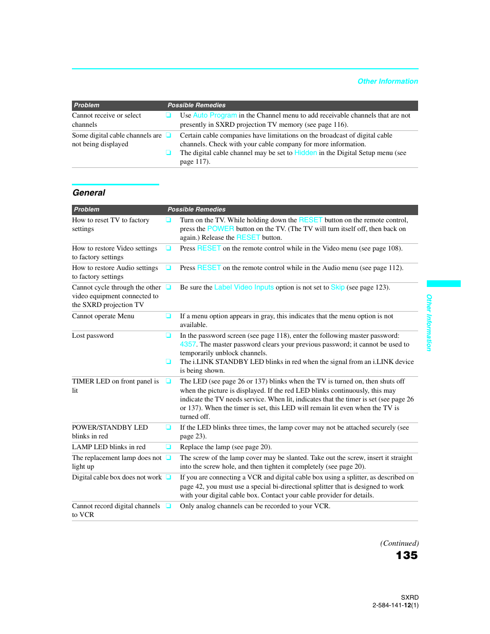 General | Sony Qualia 006 User Manual | Page 137 / 147