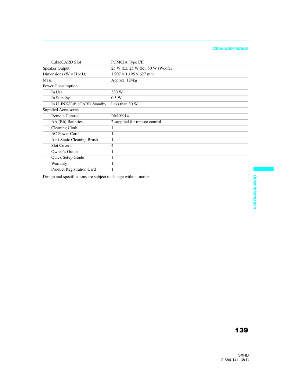 Sony Qualia 006 User Manual | Page 141 / 147