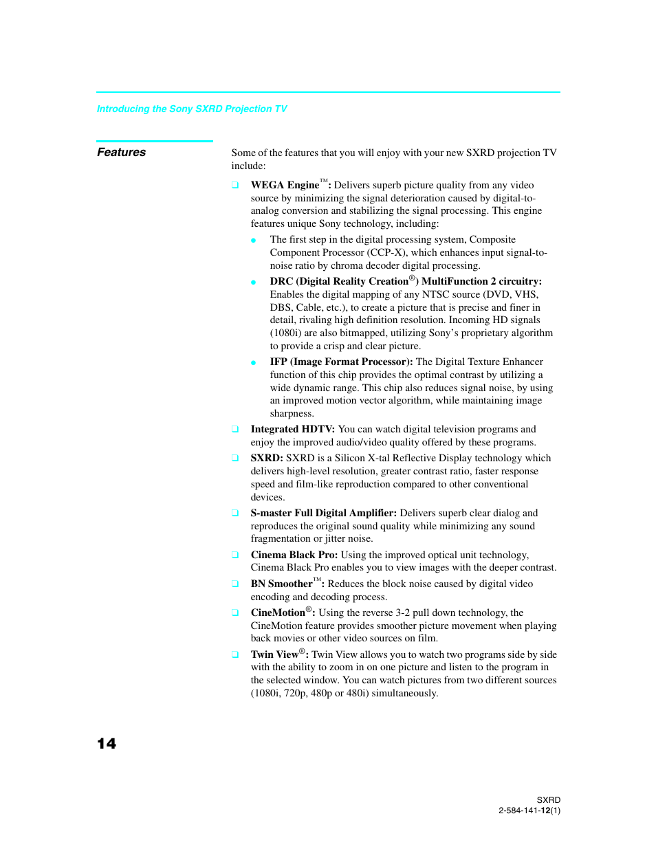 Features | Sony Qualia 006 User Manual | Page 16 / 147