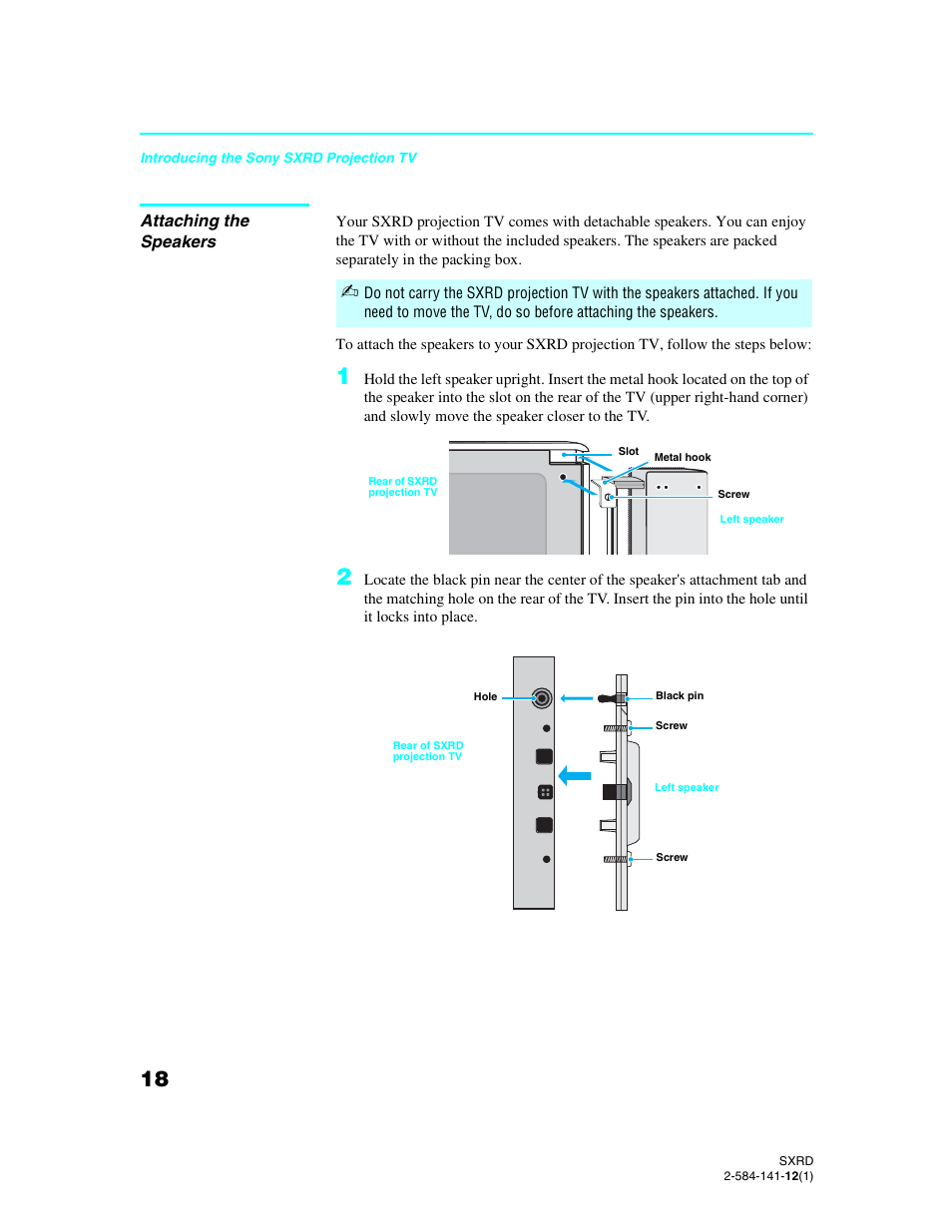 Attaching the speakers | Sony Qualia 006 User Manual | Page 20 / 147