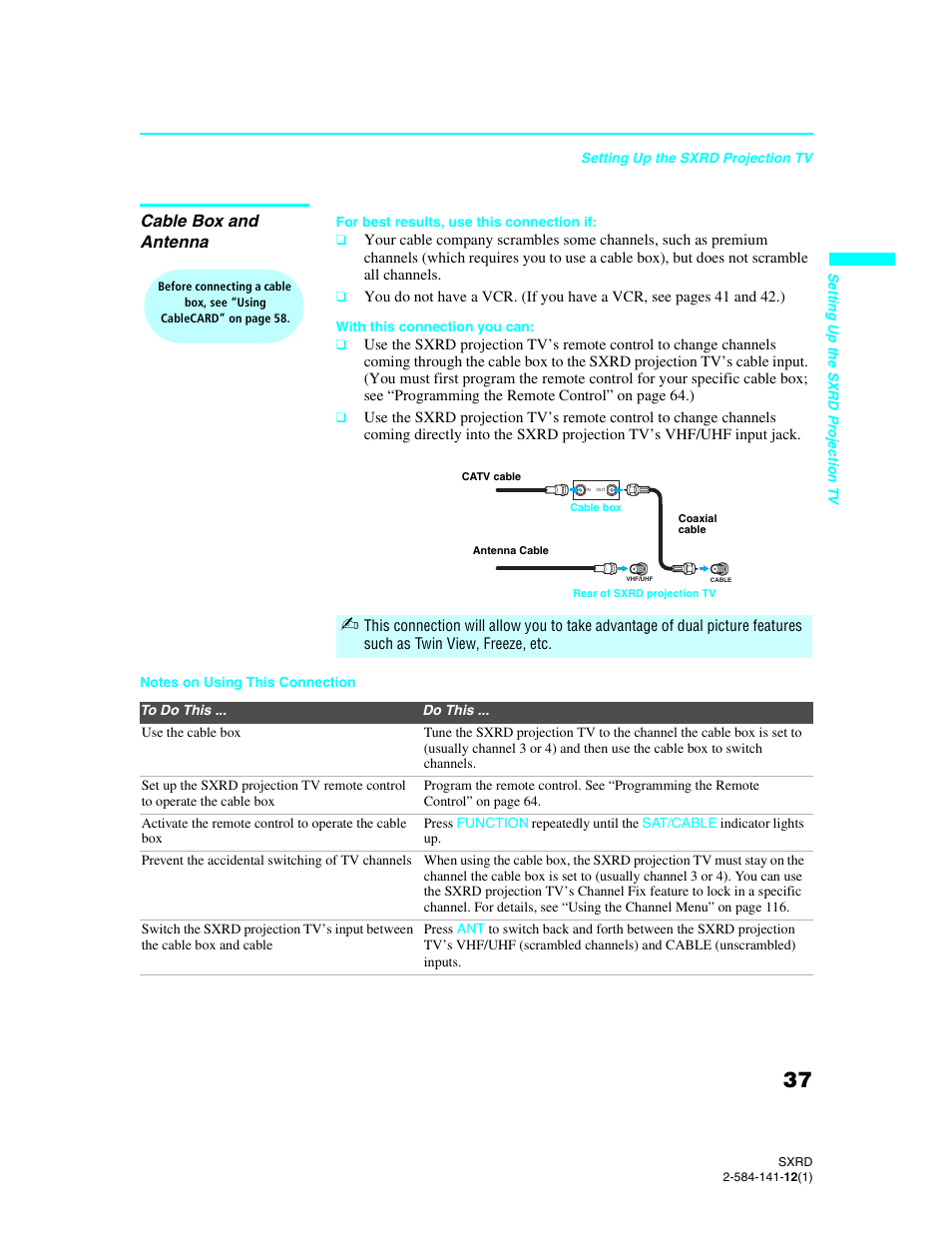 Cable box and antenna | Sony Qualia 006 User Manual | Page 39 / 147