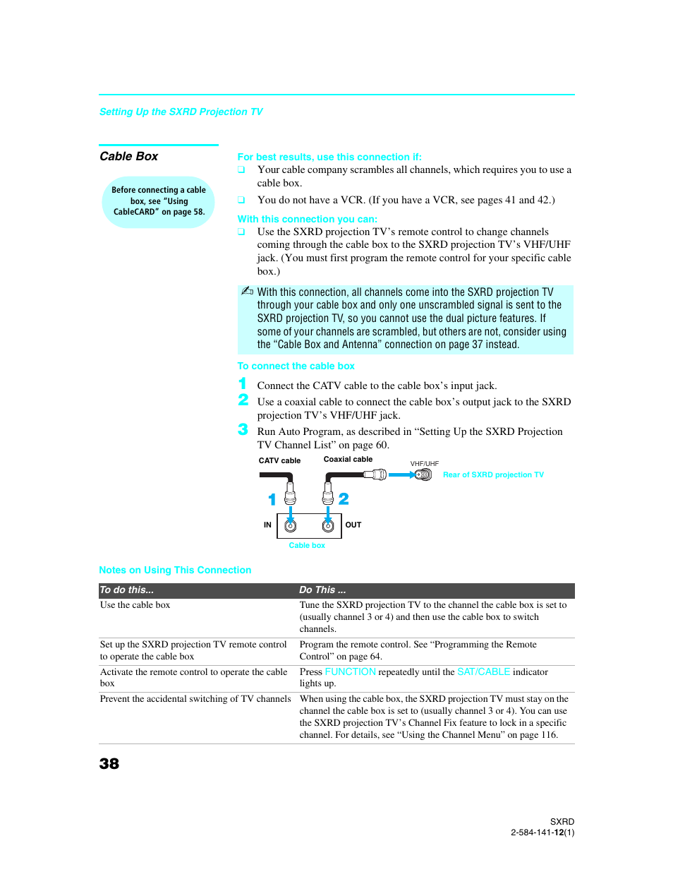 Cable box, D 38.), D 38. if | Sony Qualia 006 User Manual | Page 40 / 147