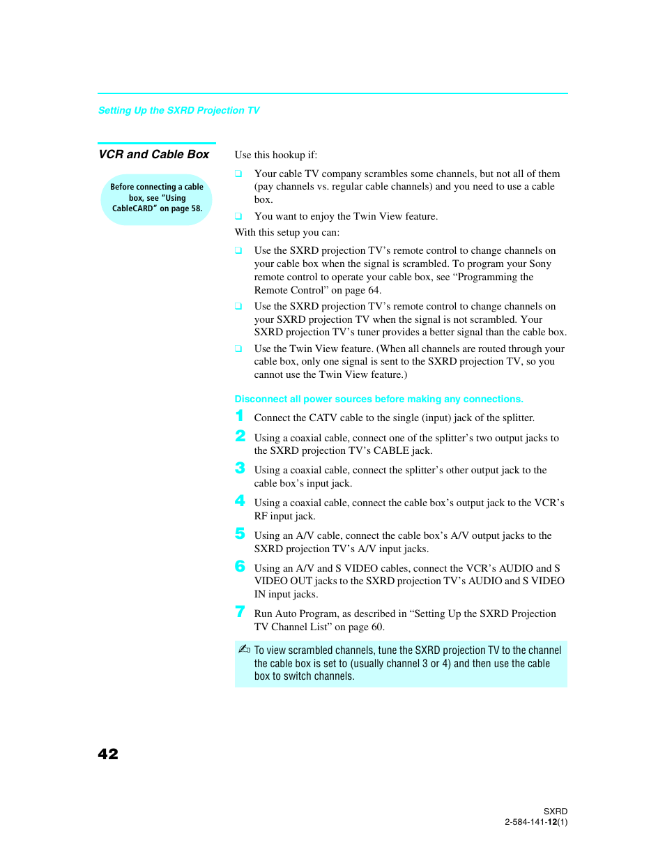 Vcr and cable box, And 42, D 42.) | Sony Qualia 006 User Manual | Page 44 / 147