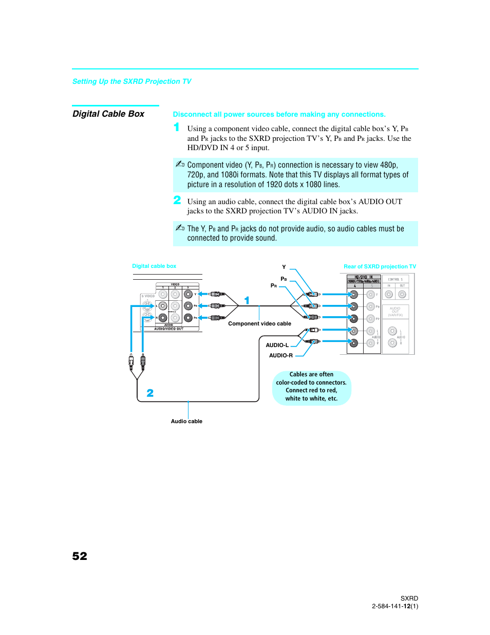 Digital cable box | Sony Qualia 006 User Manual | Page 54 / 147