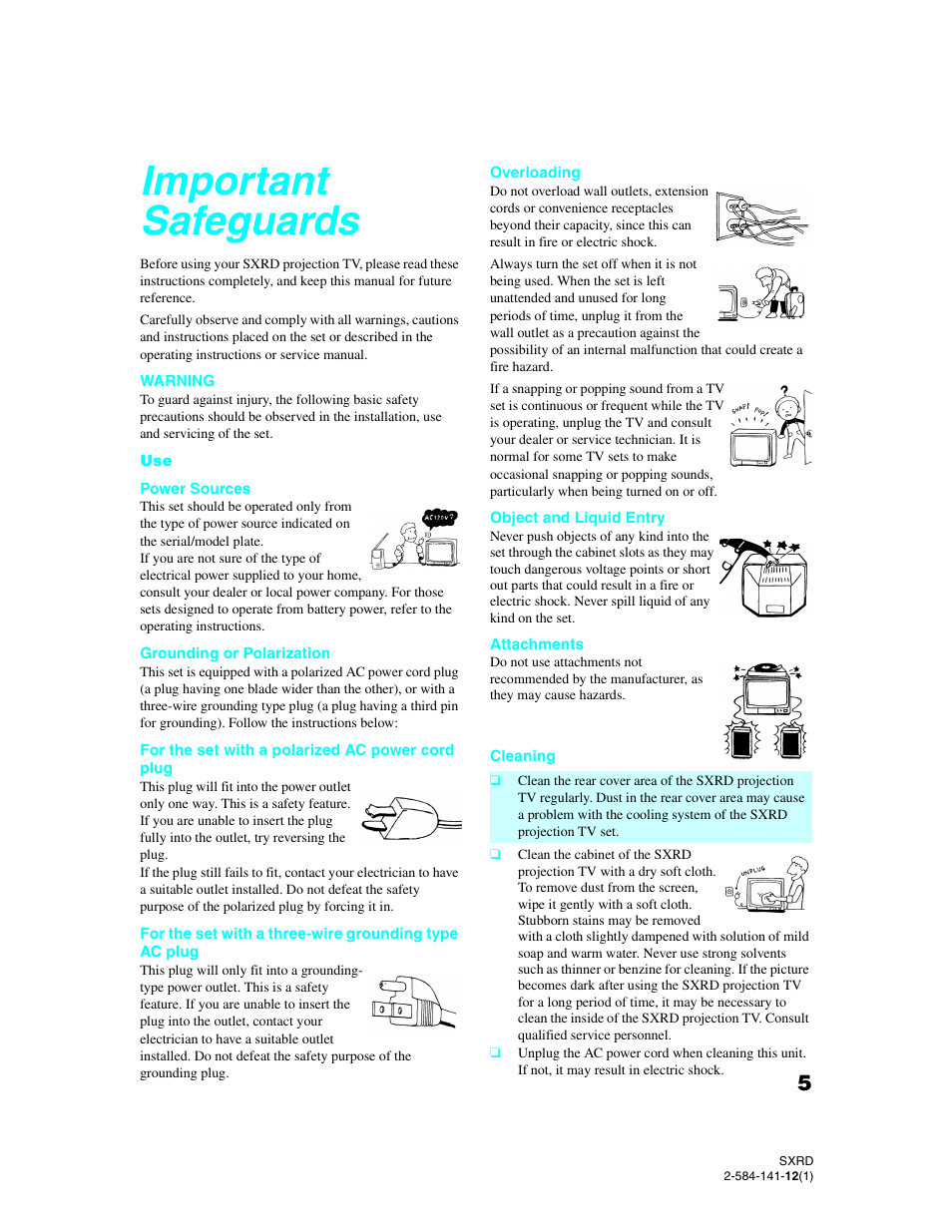 Important safeguards | Sony Qualia 006 User Manual | Page 7 / 147