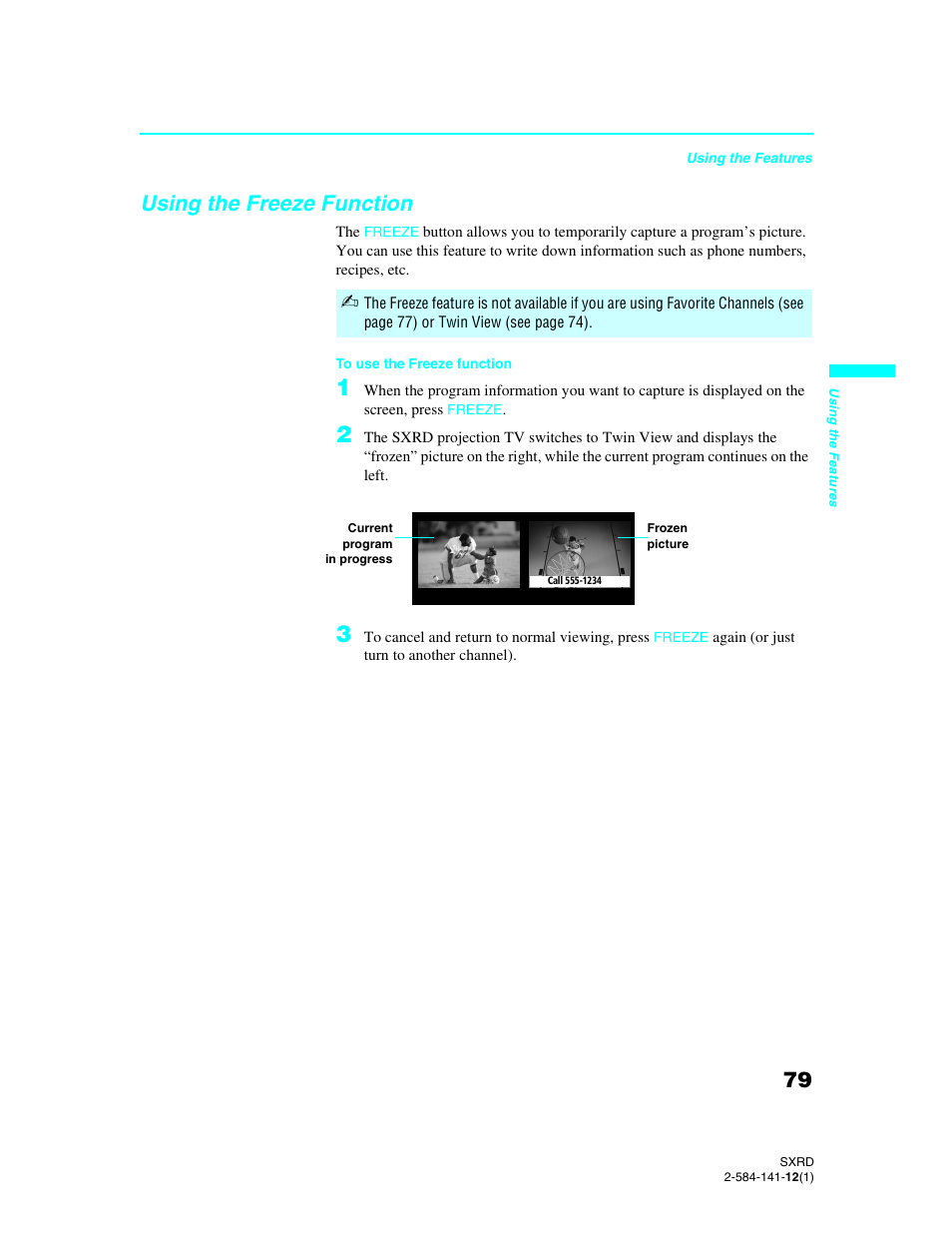 Using the freeze function | Sony Qualia 006 User Manual | Page 81 / 147