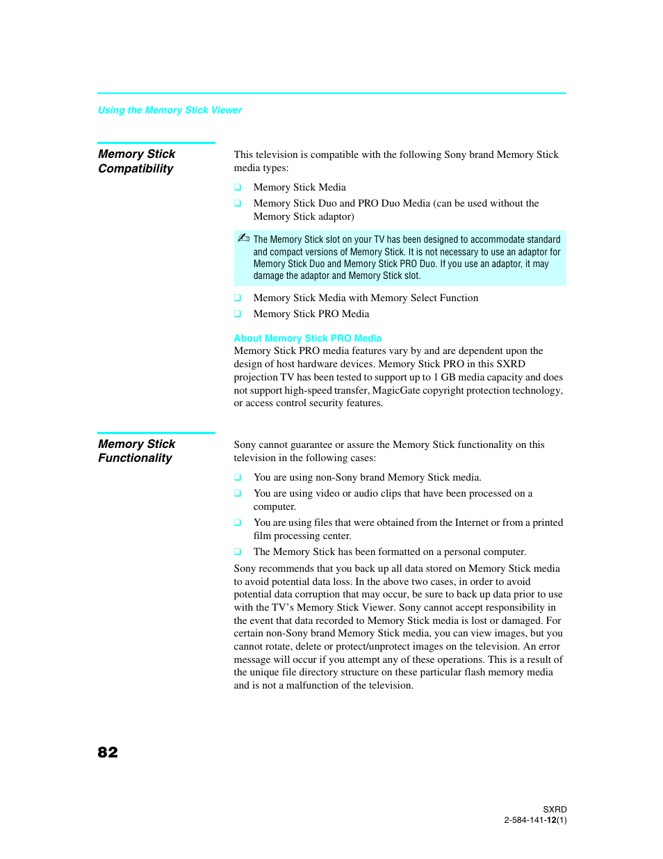 Memory stick compatibility, Memory stick functionality | Sony Qualia 006 User Manual | Page 84 / 147