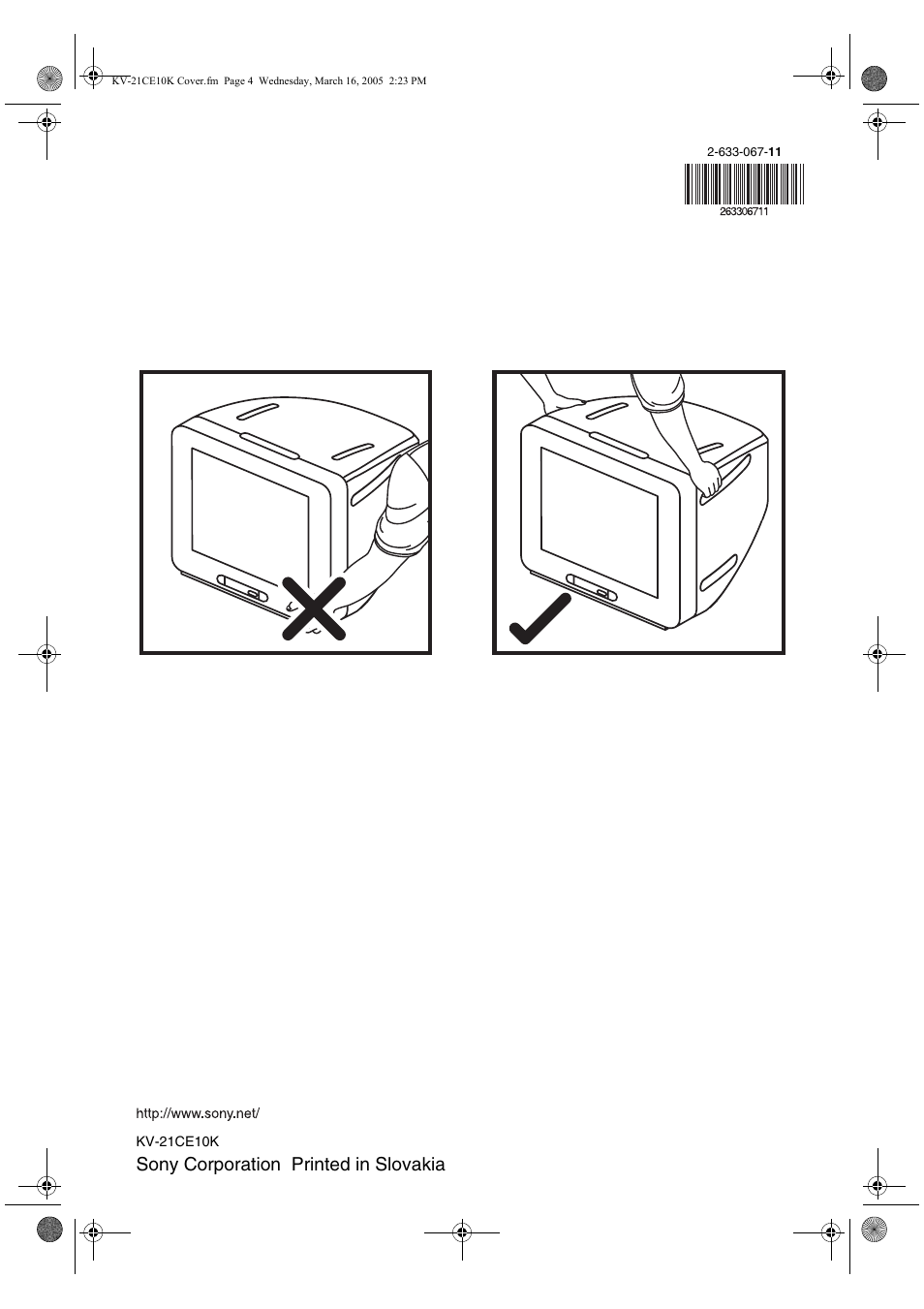 Sony corporation printed in slovakia | Sony KV-21CE10K User Manual | Page 116 / 116