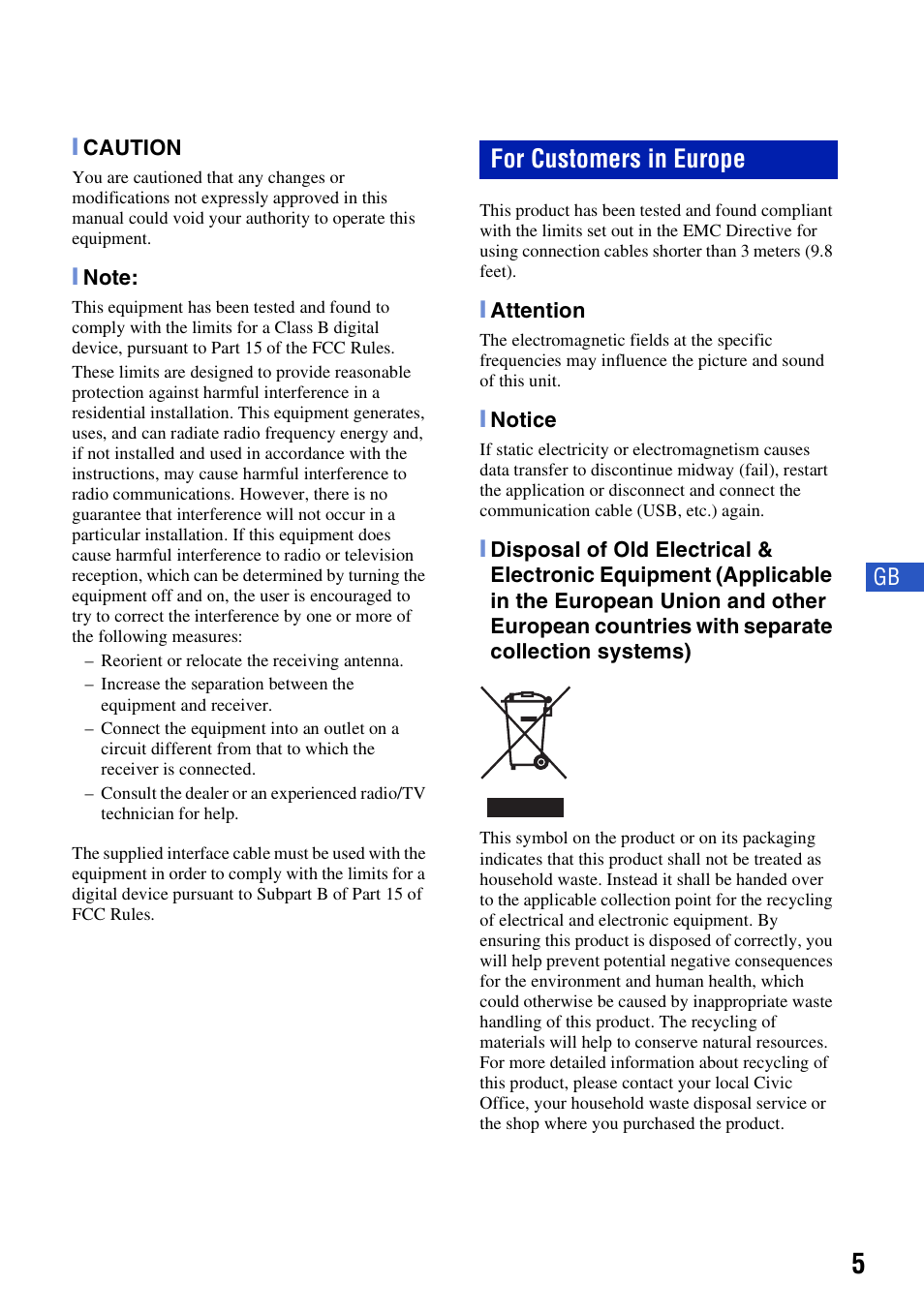 For customers in europe | Sony Cyber-shot 3-294-900-61(1) User Manual | Page 5 / 76
