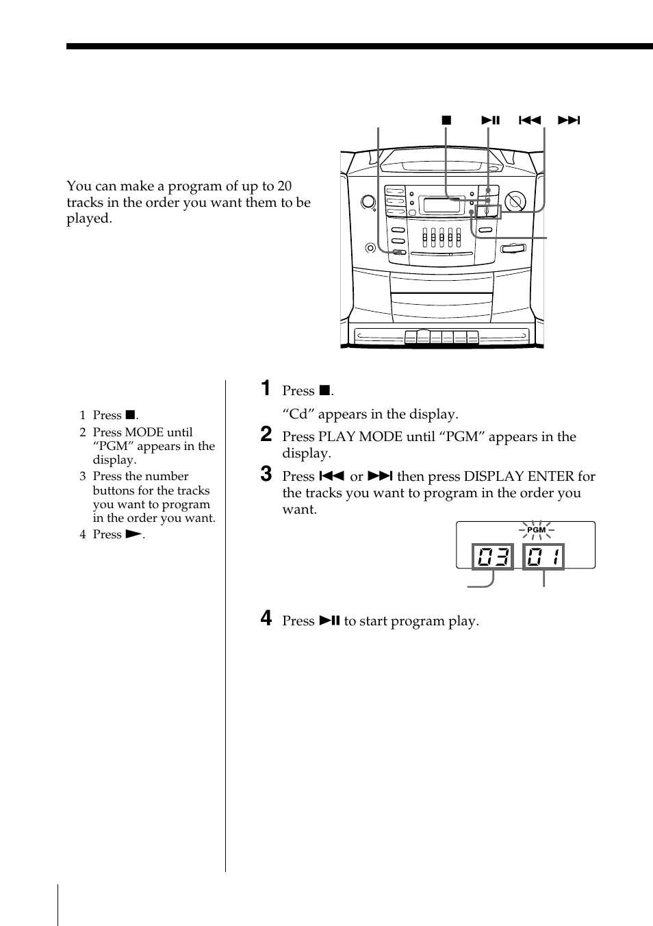 Creating your own program | Sony CFD-Z500 User Manual | Page 16 / 36