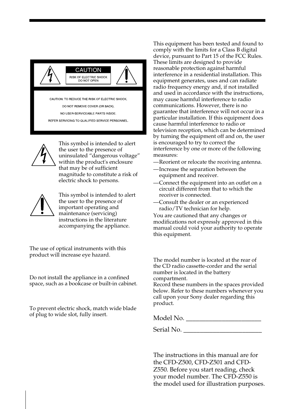 Sony CFD-Z500 User Manual | Page 2 / 36