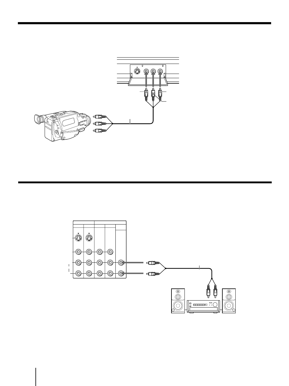 Connecting a camcorder, Connecting an audio system, Use this connection to view a camcorder picture | Sony KP 61V75 User Manual | Page 10 / 100