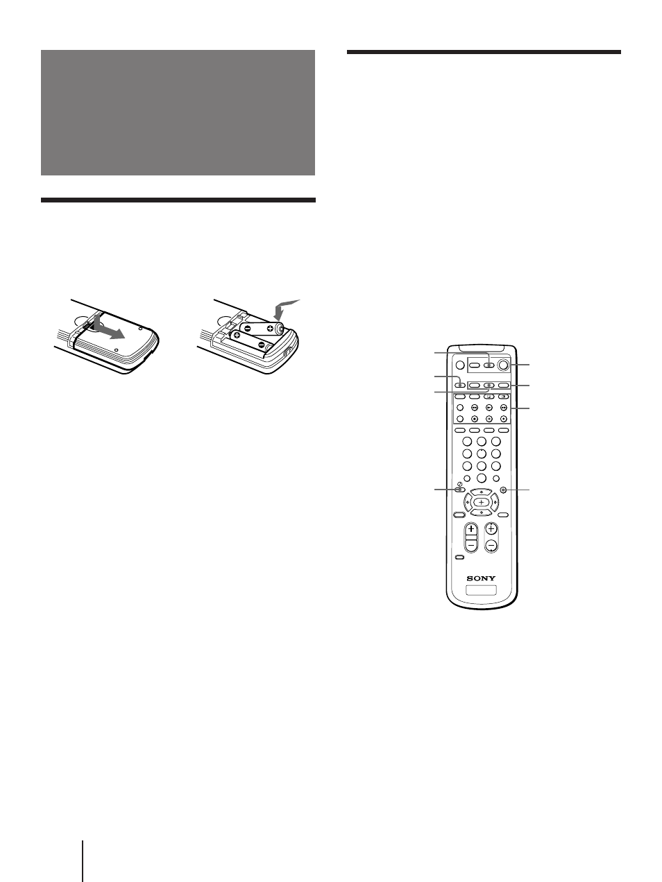 Step 3: setting up the remote control, Getting to know buttons on the remote control, Inserting batteries | Sony KP 61V75 User Manual | Page 20 / 100