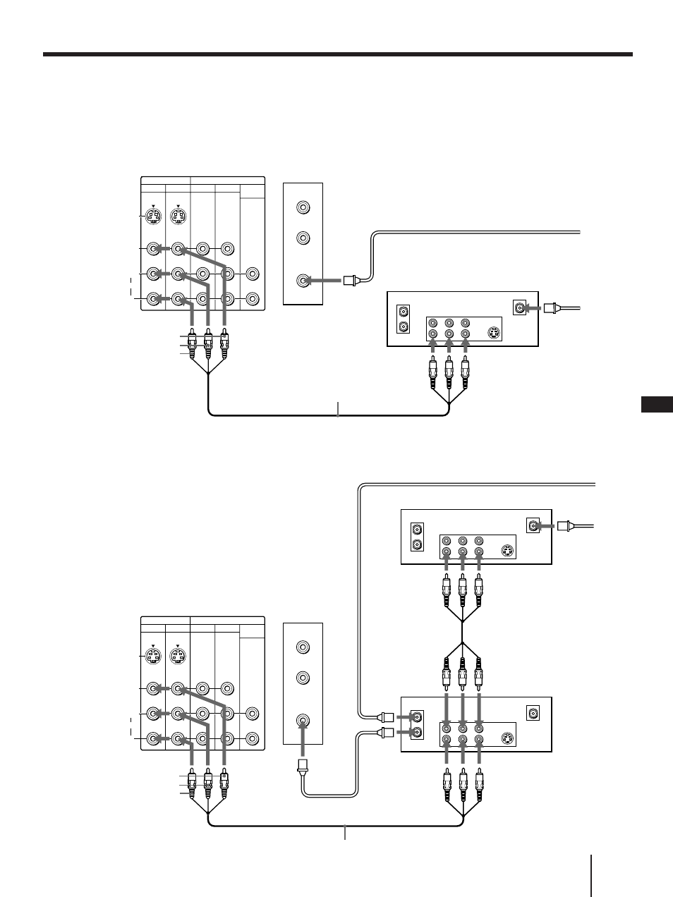 Conexión de un receptor dbs, A un tv de proyección y una videograbadora, Preparativos | Nota, Parte posterior del tv de proyección | Sony KP 61V75 User Manual | Page 59 / 100