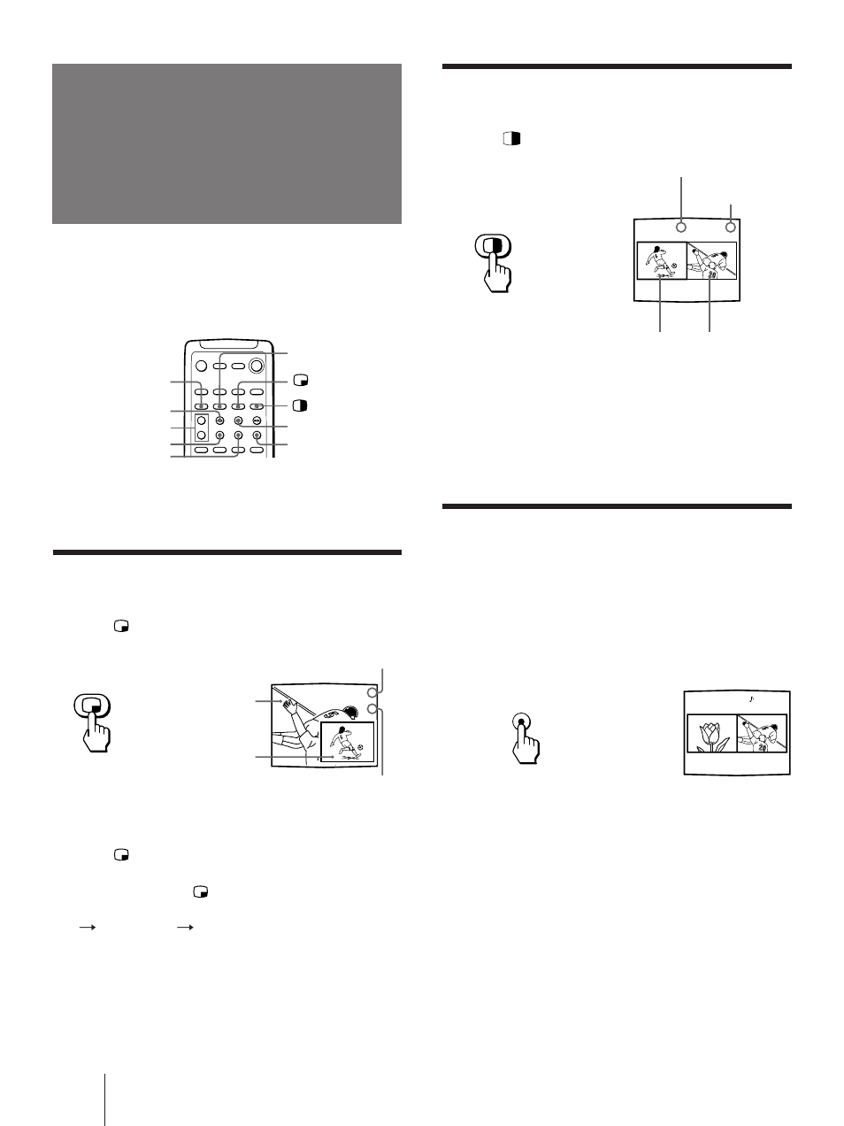 Visualización de dos programas a la vez — pip/p&p, Ch index, Twin view | Visualización de una imagen en ventana (pip), Visualización de una imagen izquierda (p&p) | Sony KP 61V75 User Manual | Page 78 / 100