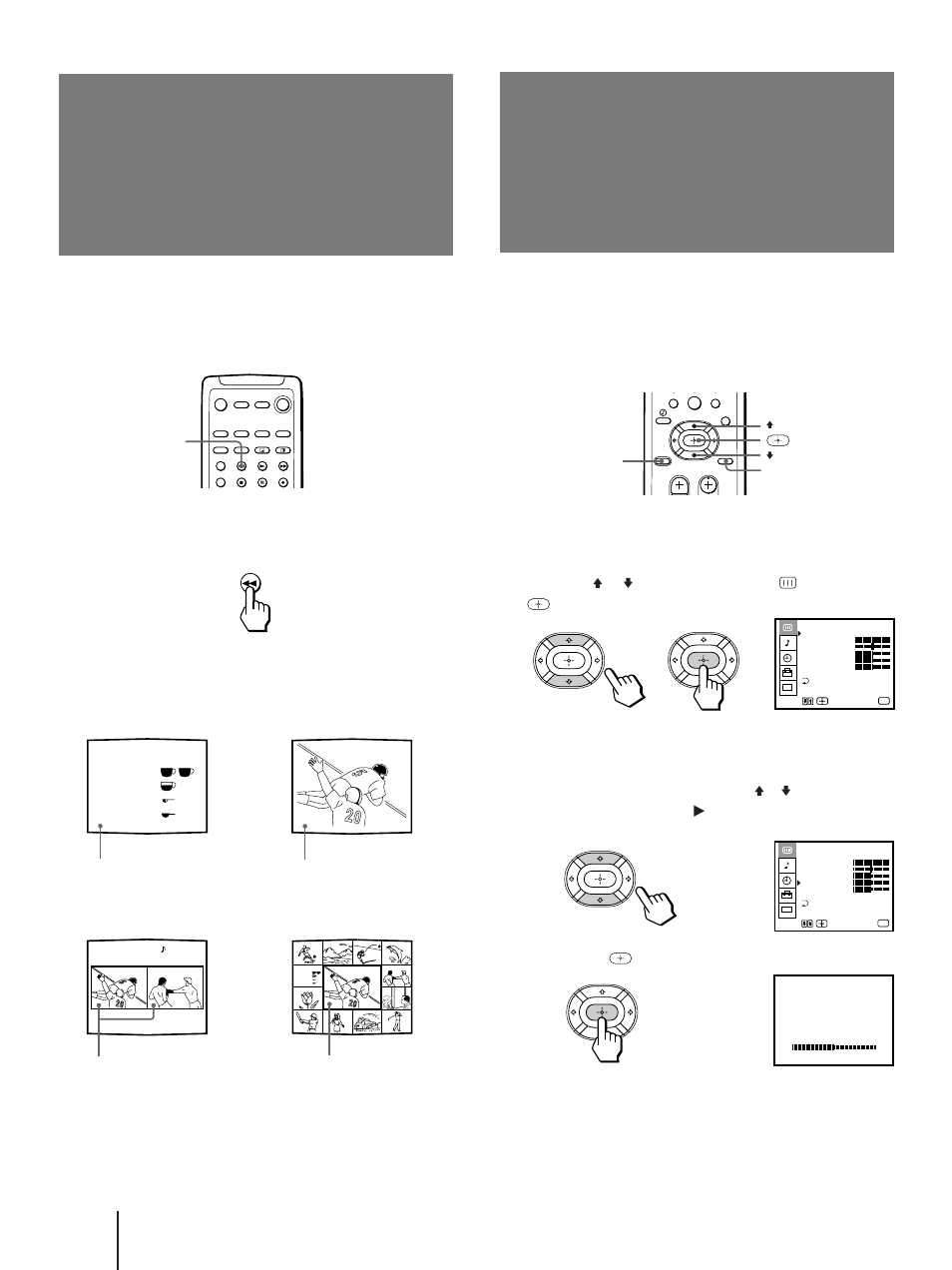 Congelación de la imagen, Ajuste de la imagen, Freeze) | Video), Modo normal modo pip, Modo p&p modo ch index, Oprima menu | Sony KP 61V75 User Manual | Page 80 / 100