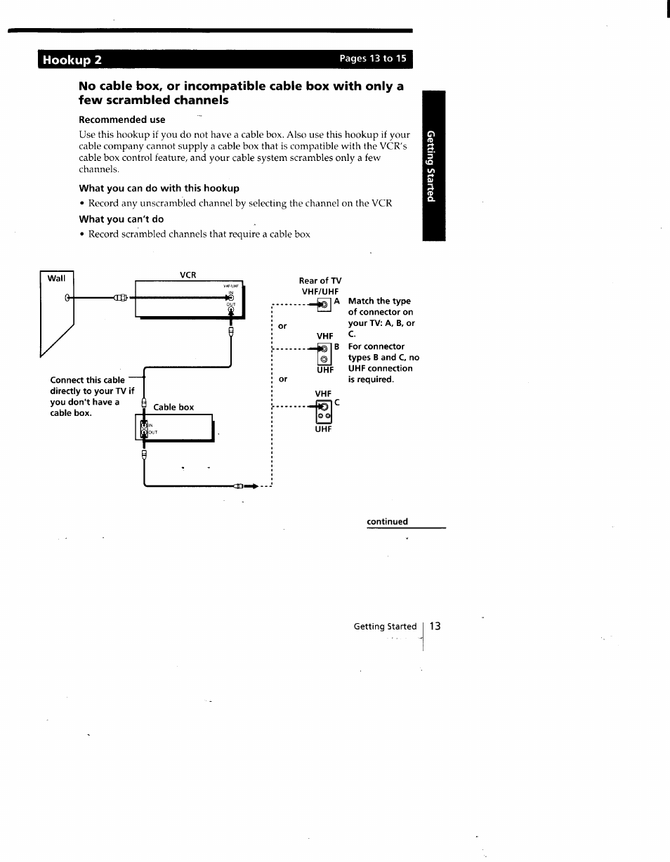 Recommended use, What you can do with this hookup, Hookup 2 | Sony SLV-775HF User Manual | Page 13 / 80