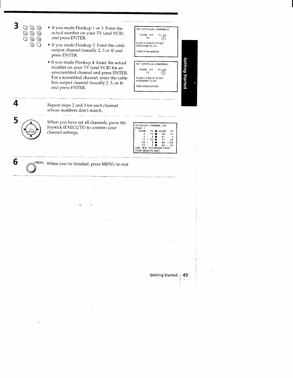 When you've finished, press menu to exit, Getting started | Sony SLV-775HF User Manual | Page 49 / 80