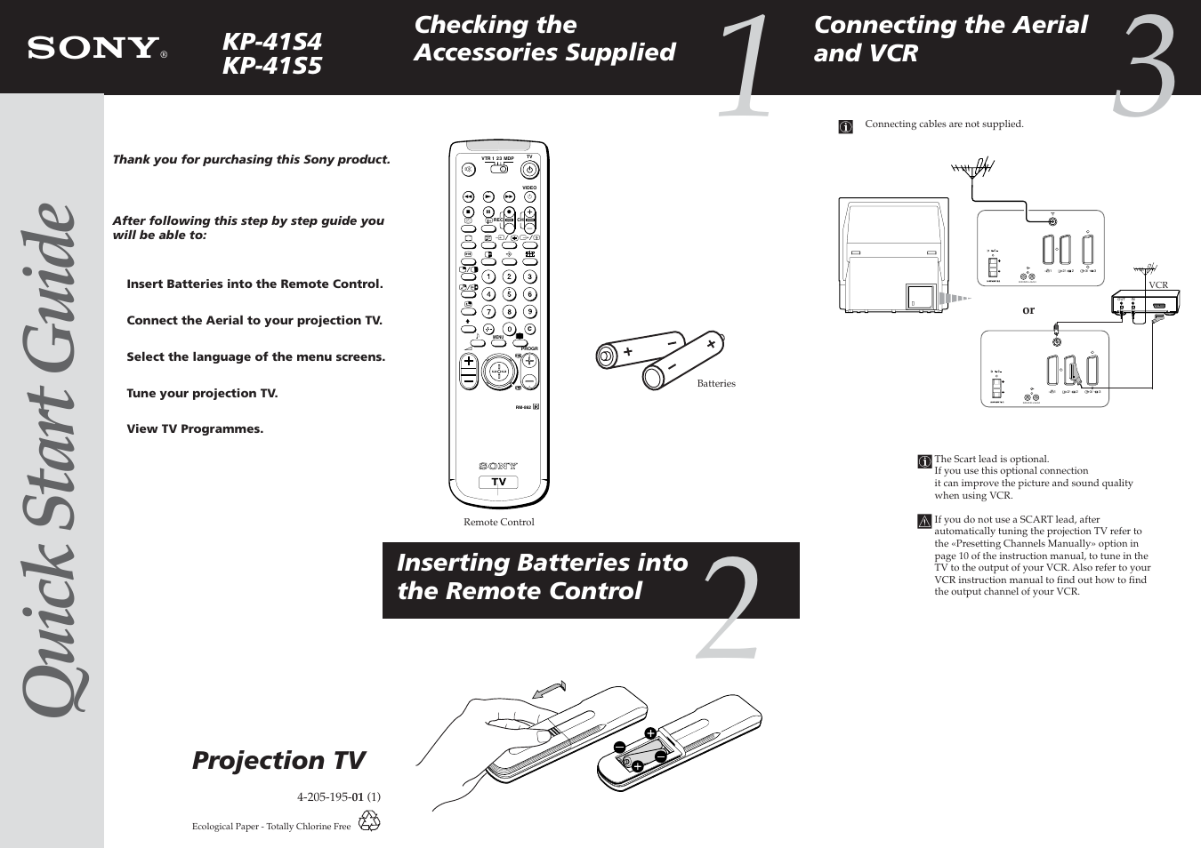 Sony KP-41S4 User Manual | 2 pages