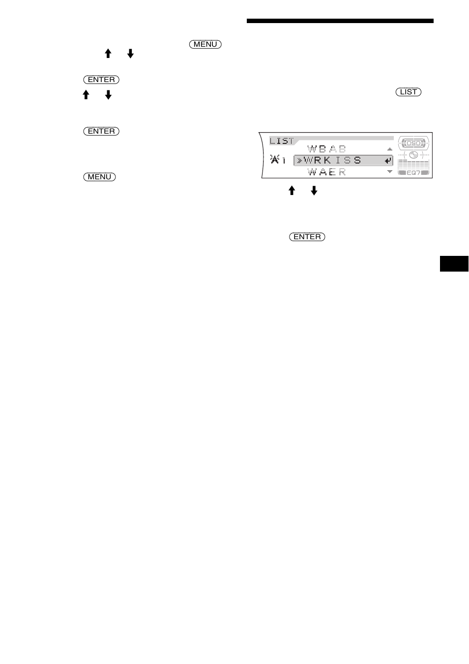 Tuning in a station through a list, List-up | Sony CDX-F7705X User Manual | Page 19 / 100