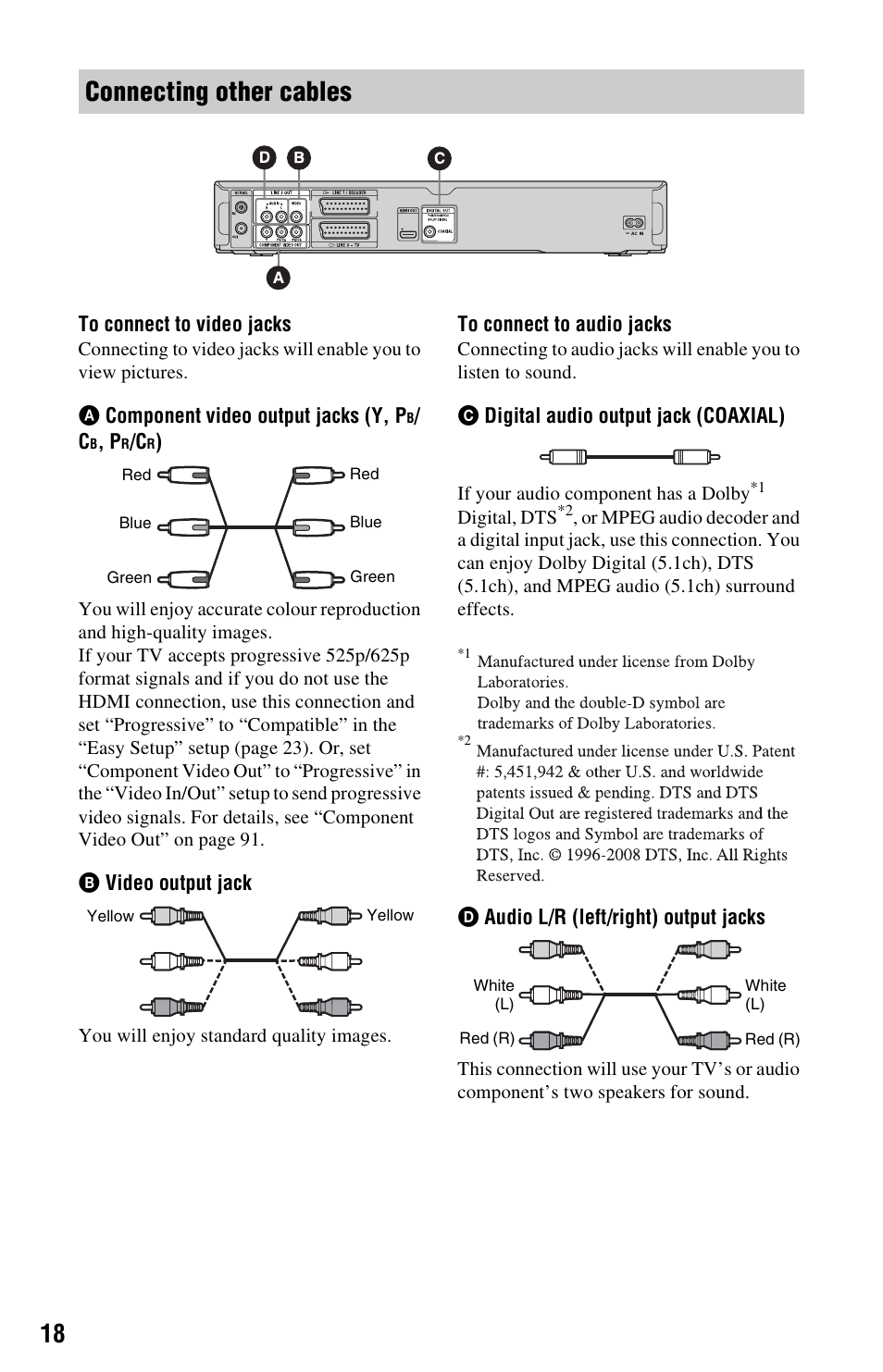 Connecting other cables, Ks (18) | Sony RDR-DC205 User Manual | Page 18 / 120