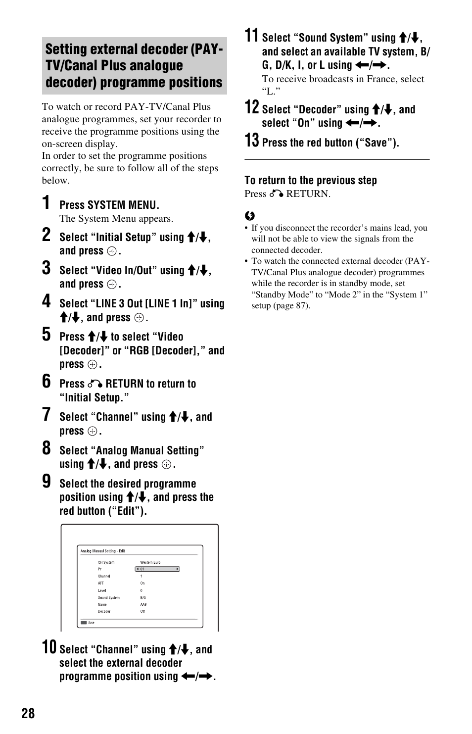 Programme positions | Sony RDR-DC205 User Manual | Page 28 / 120