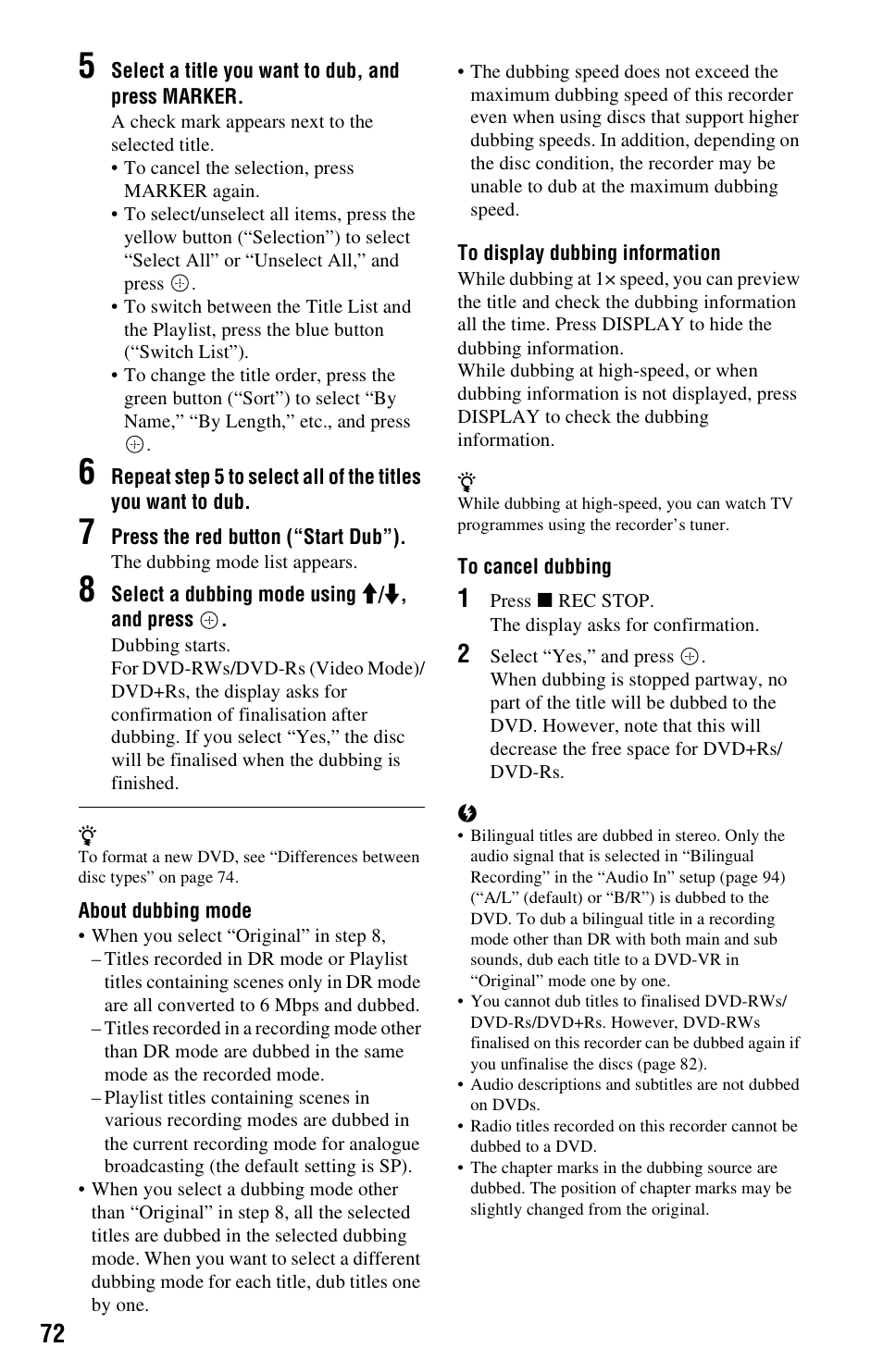 Sony RDR-DC205 User Manual | Page 72 / 120