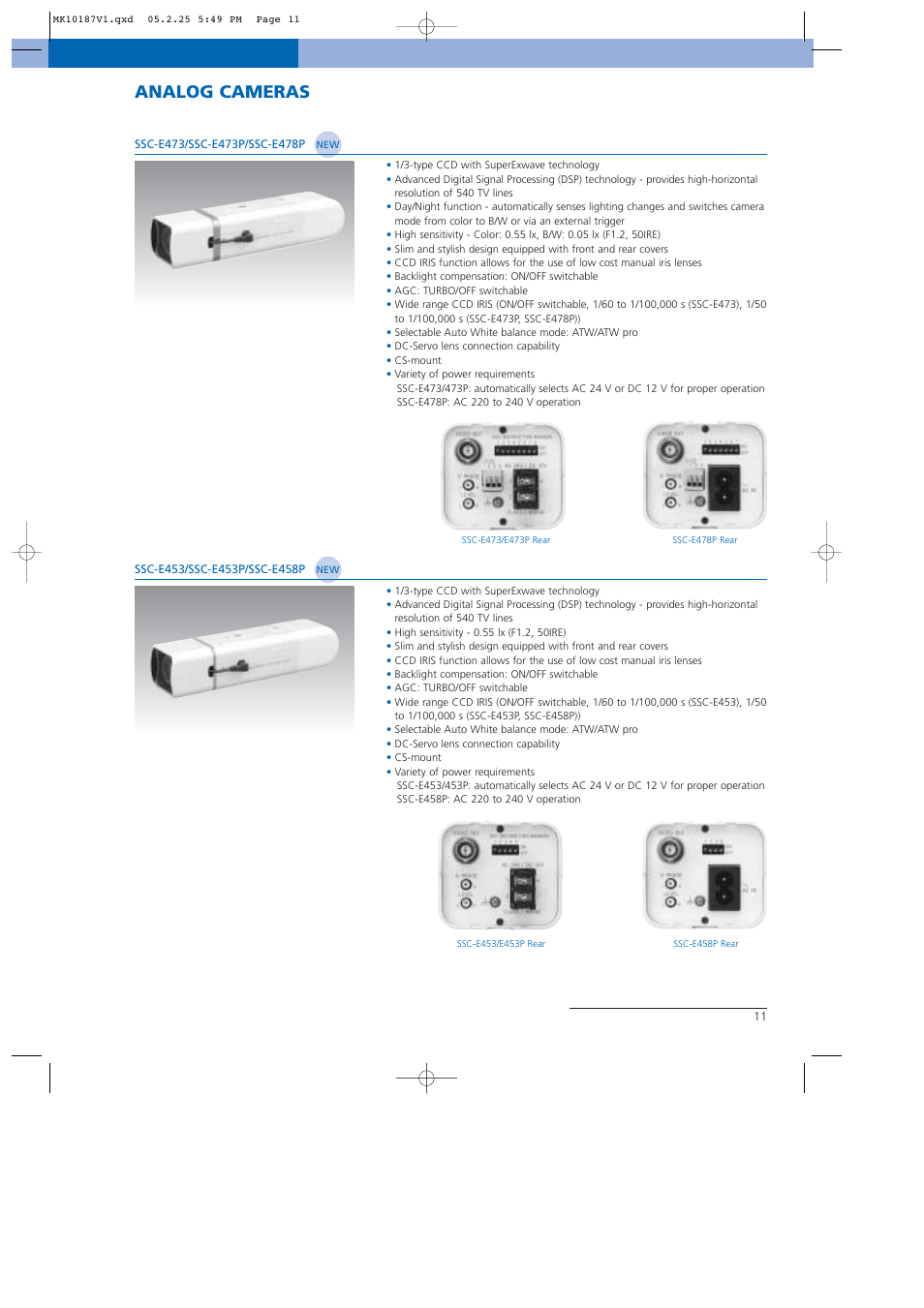 Analog cameras | Sony NTSC/PAL User Manual | Page 12 / 44