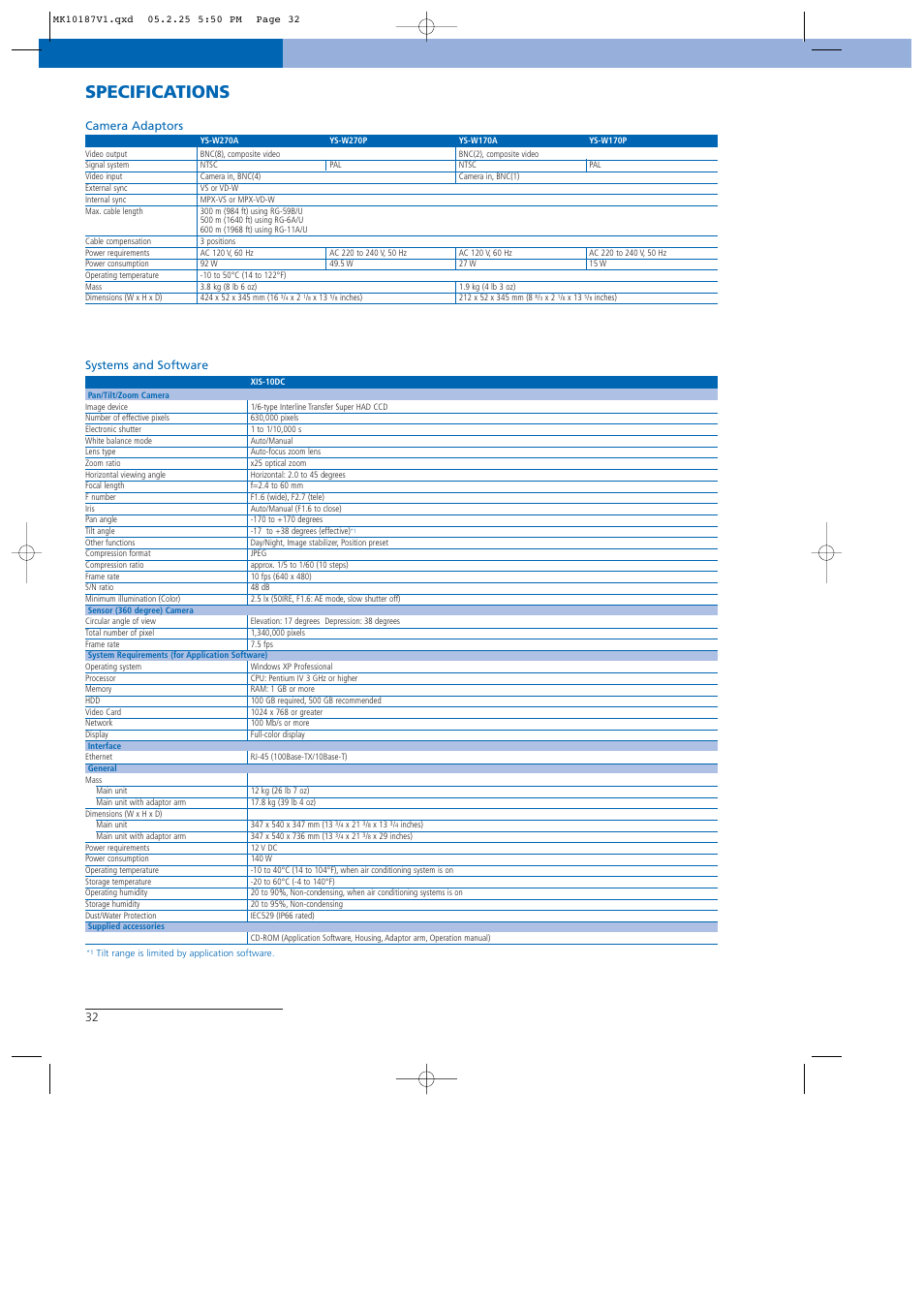 Specifications | Sony NTSC/PAL User Manual | Page 33 / 44