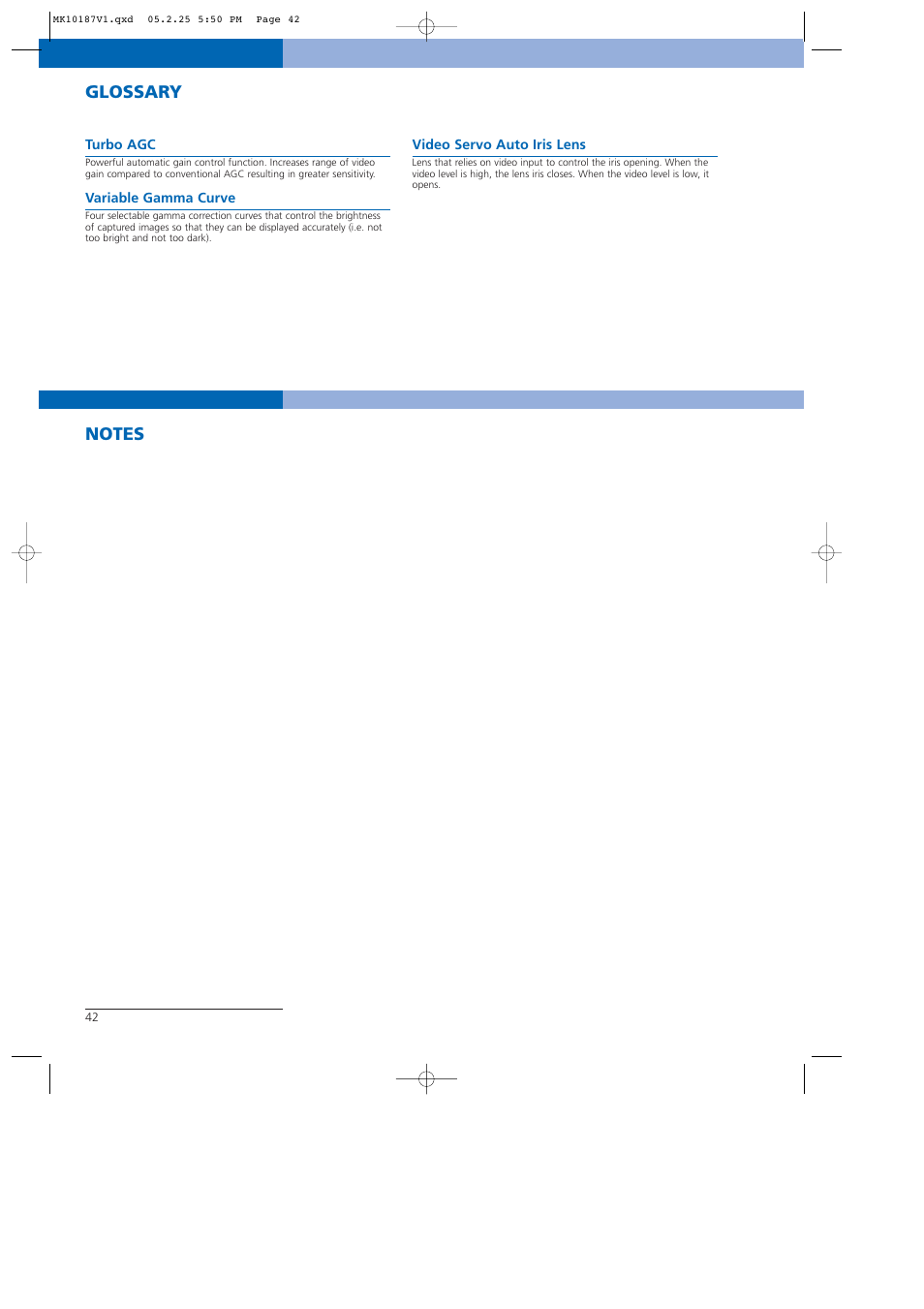 Glossary | Sony NTSC/PAL User Manual | Page 43 / 44