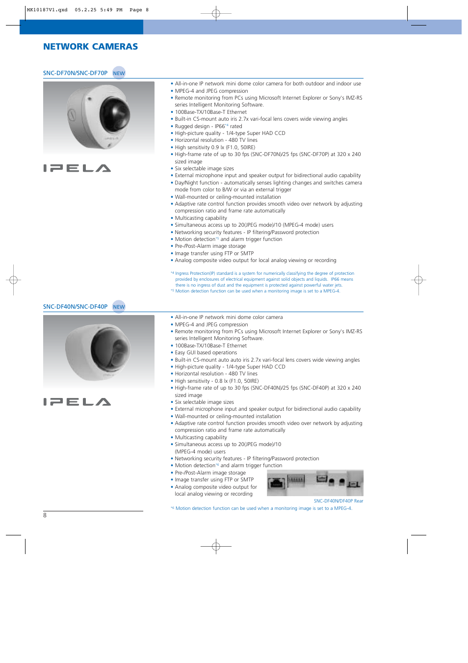 Network cameras | Sony NTSC/PAL User Manual | Page 9 / 44