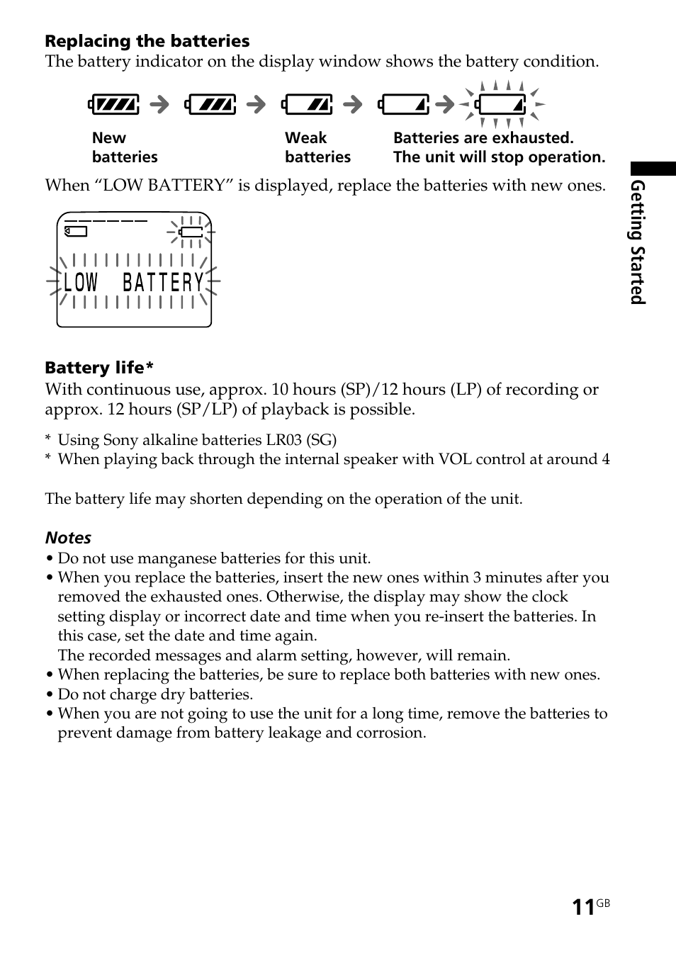Sony ICD-BP User Manual | Page 11 / 96