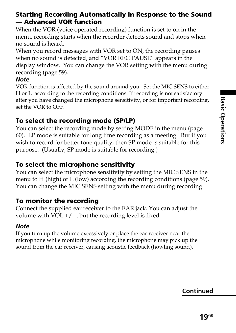 Sony ICD-BP User Manual | Page 19 / 96