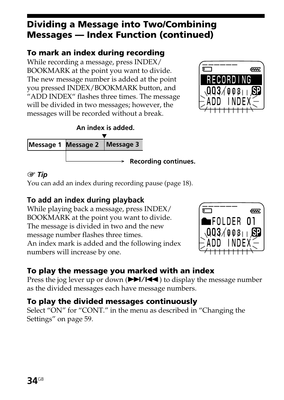 Sony ICD-BP User Manual | Page 34 / 96