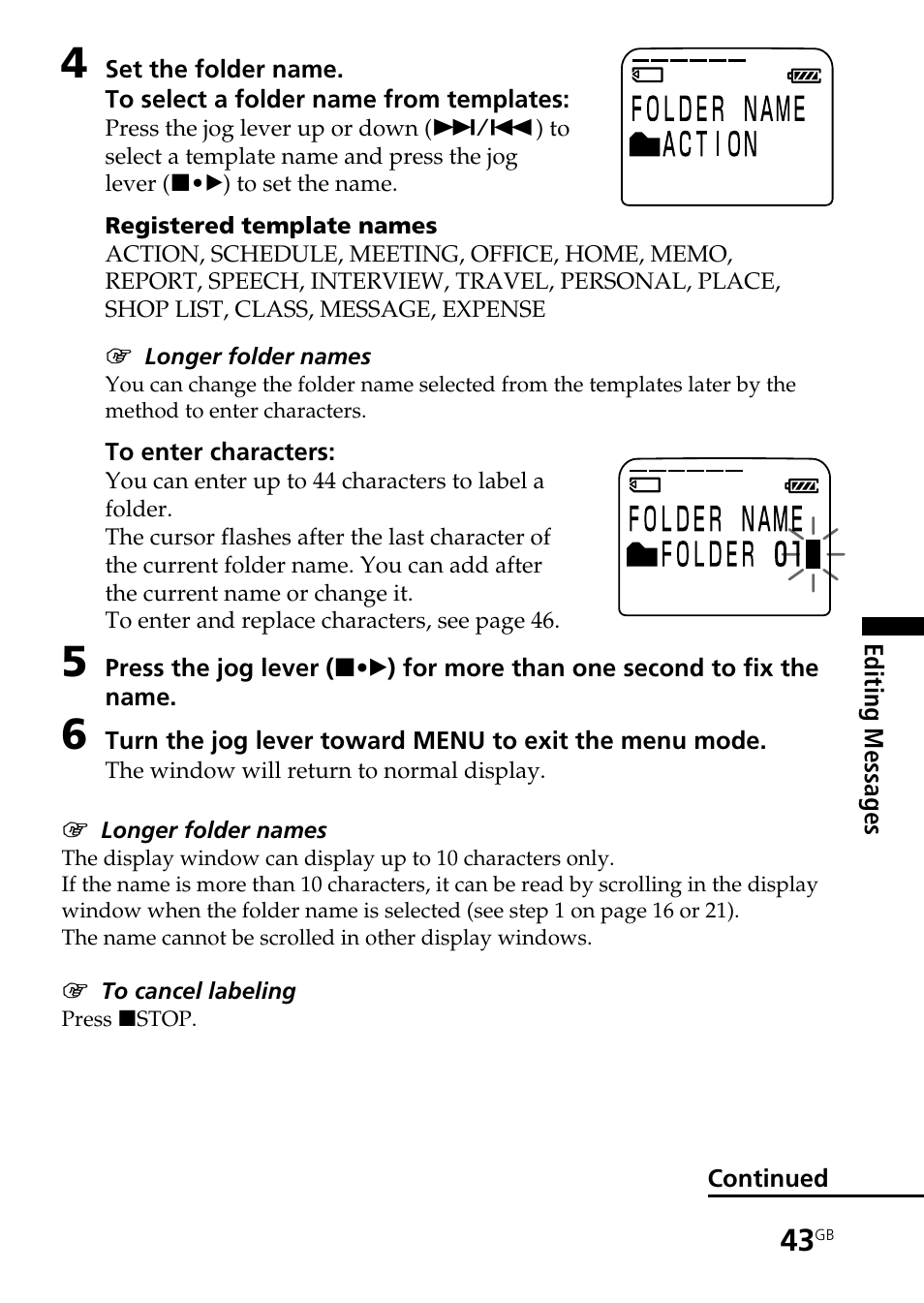 Sony ICD-BP User Manual | Page 43 / 96