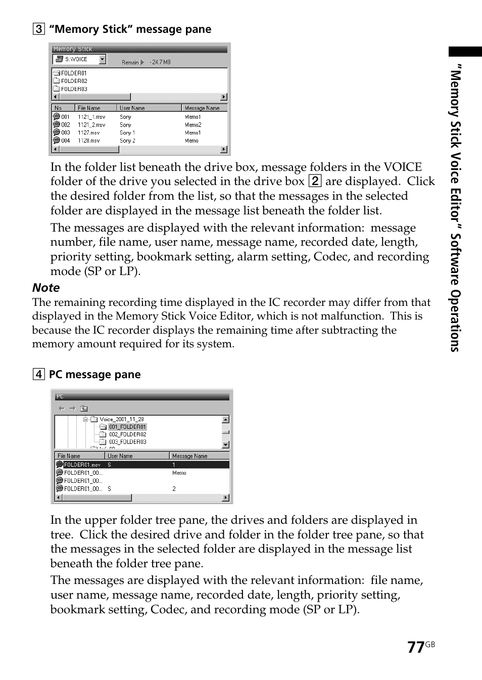 Sony ICD-BP User Manual | Page 77 / 96