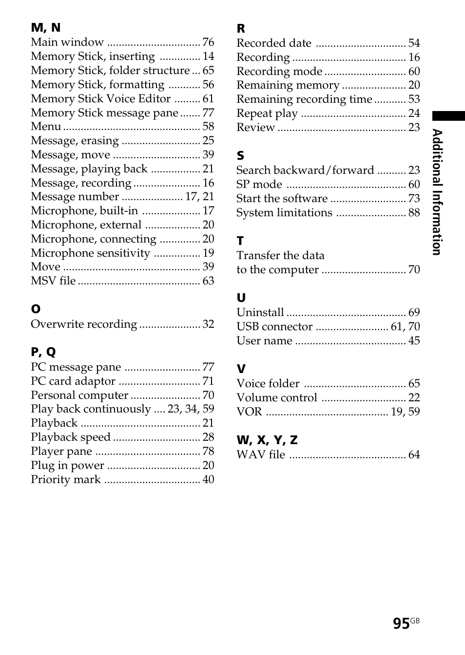 Sony ICD-BP User Manual | Page 95 / 96