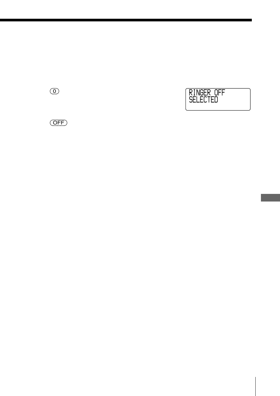 Turning off the ringer of the handset, Ringer off selected | Sony SPP-ID970 User Manual | Page 29 / 96