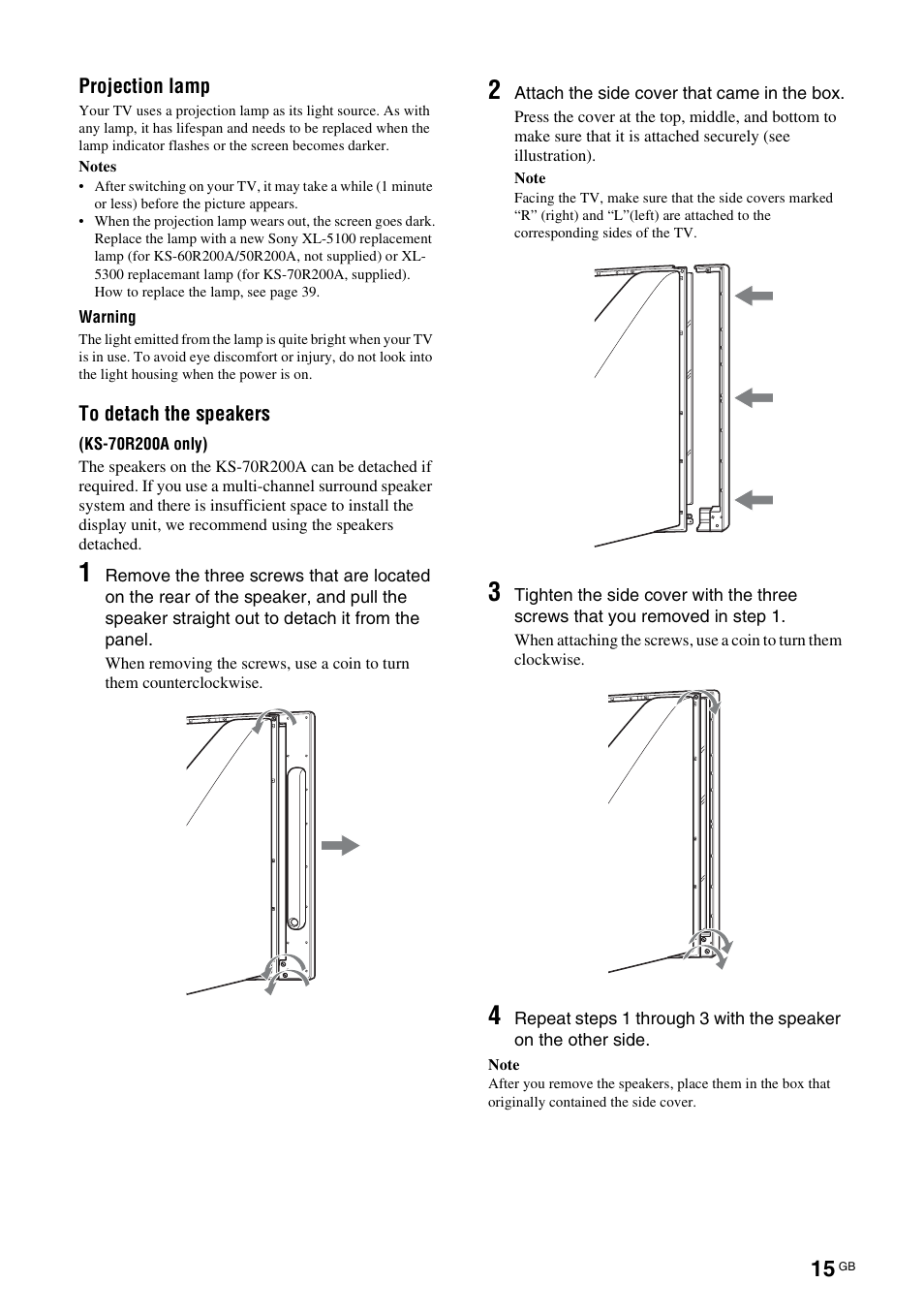 Sony BRAVIA KS-60R200A User Manual | Page 15 / 48